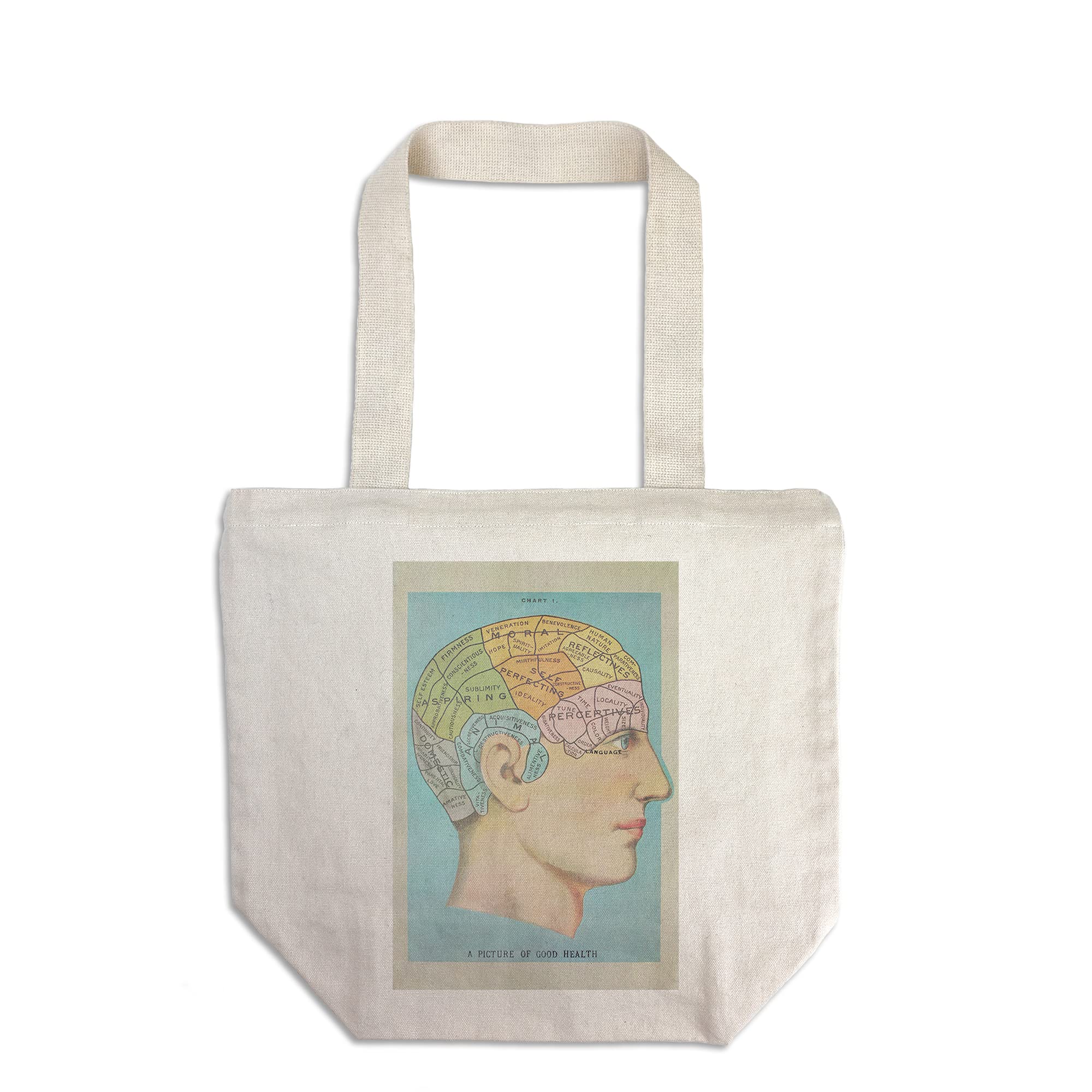 Vintage Cognitive Science Lithograph Tote Bag - Lantern Press 100% Cotton Canvas Reusable Shopping Bag | Perfect for Groceries, Books & Beach Essentials