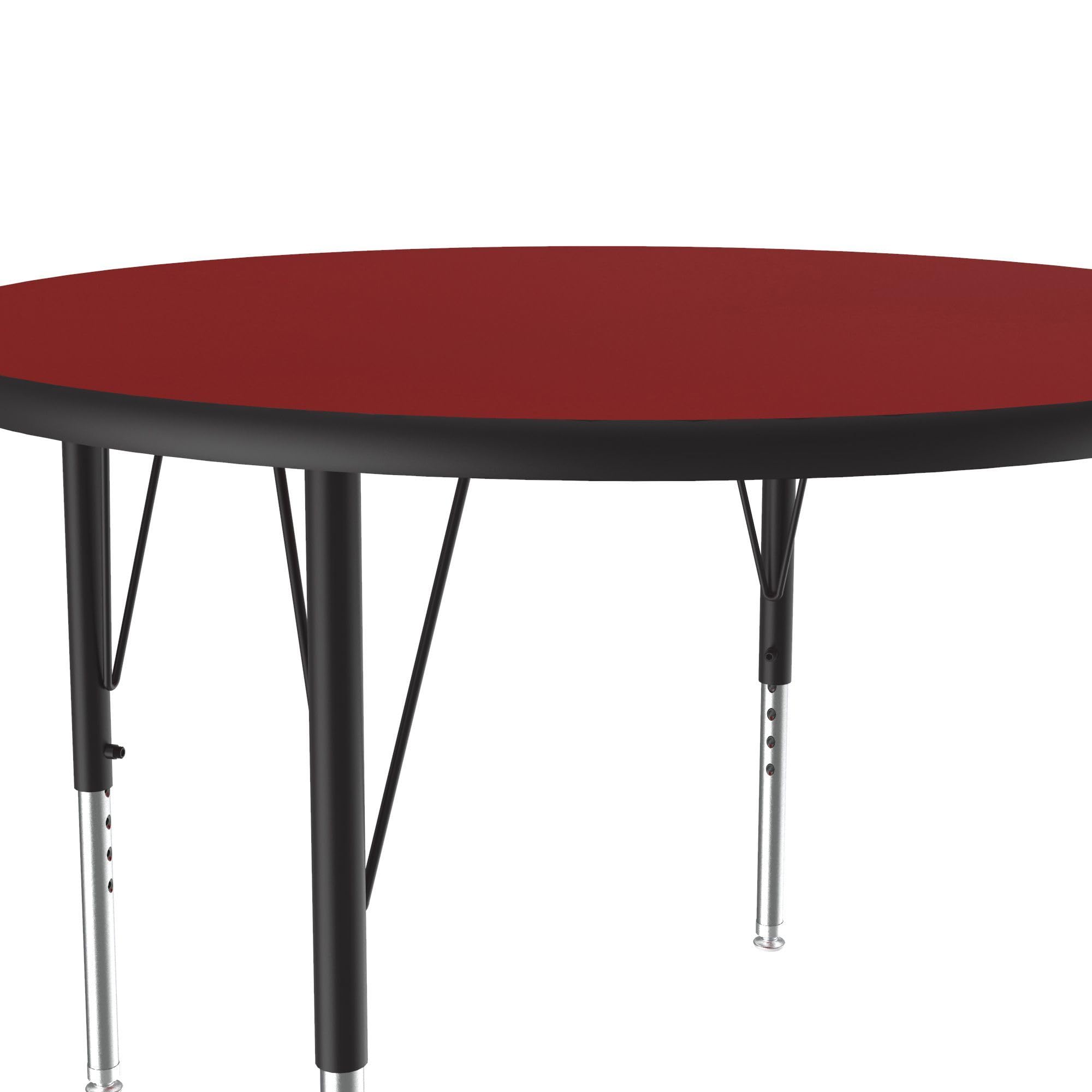 Correll 36-Inch Round Adjustable Height Classroom Table (19-29 Inches) - Durable Red High-Pressure Laminate Top - Made in USA - Perfect for Schools, Daycares & Learning Centers