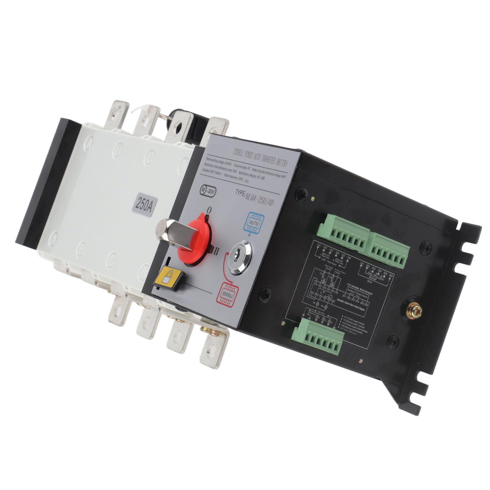 250A Automatic Transfer Switch AC400V 2 in 1 Out - Isolated Power Transfer Switch for Generator Backup | Home & Commercial Power Supply Solution
