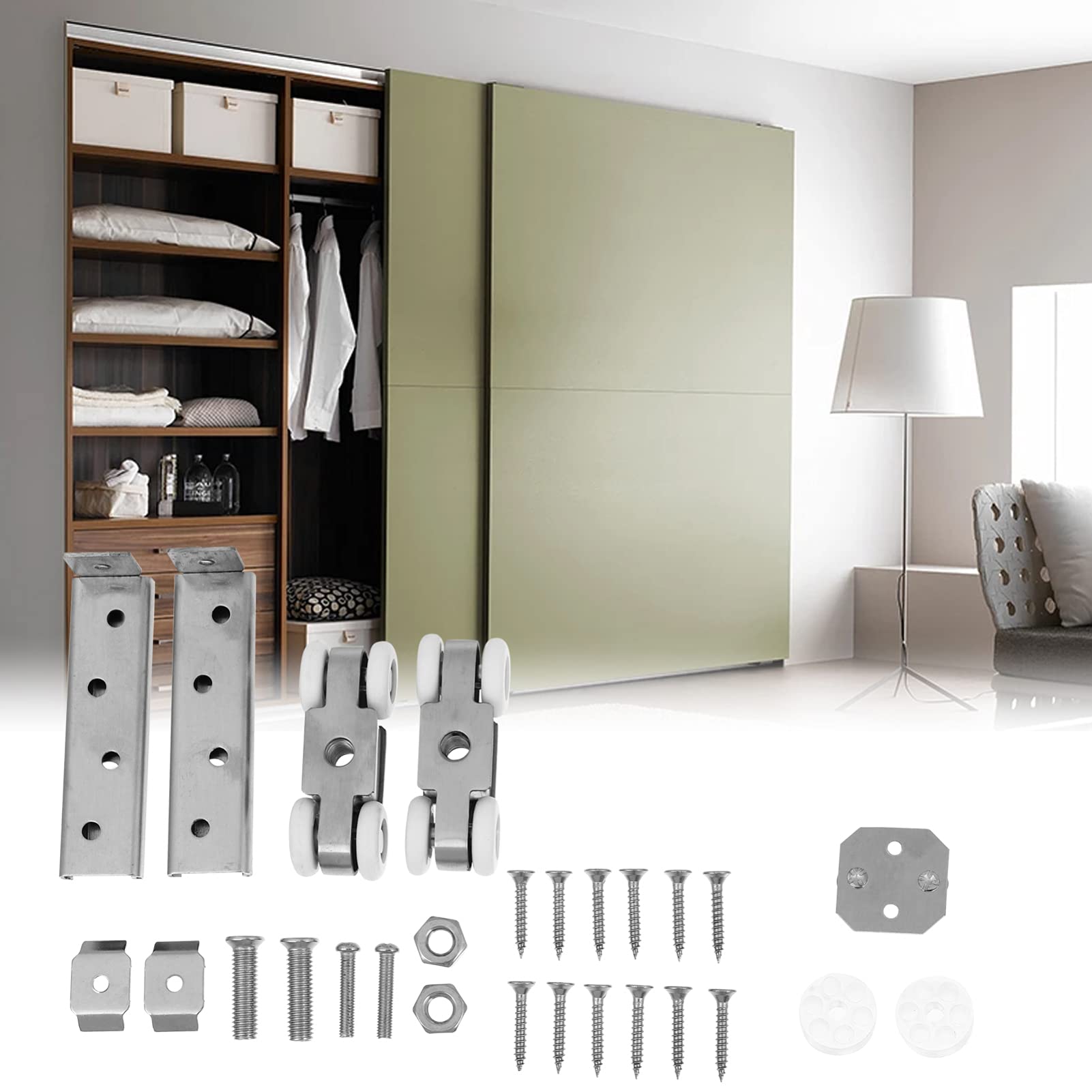 UKCOCO Sliding Door Pulley Set - Stainless Steel Roller Wheels for Toilet, Wardrobe & Barn Doors