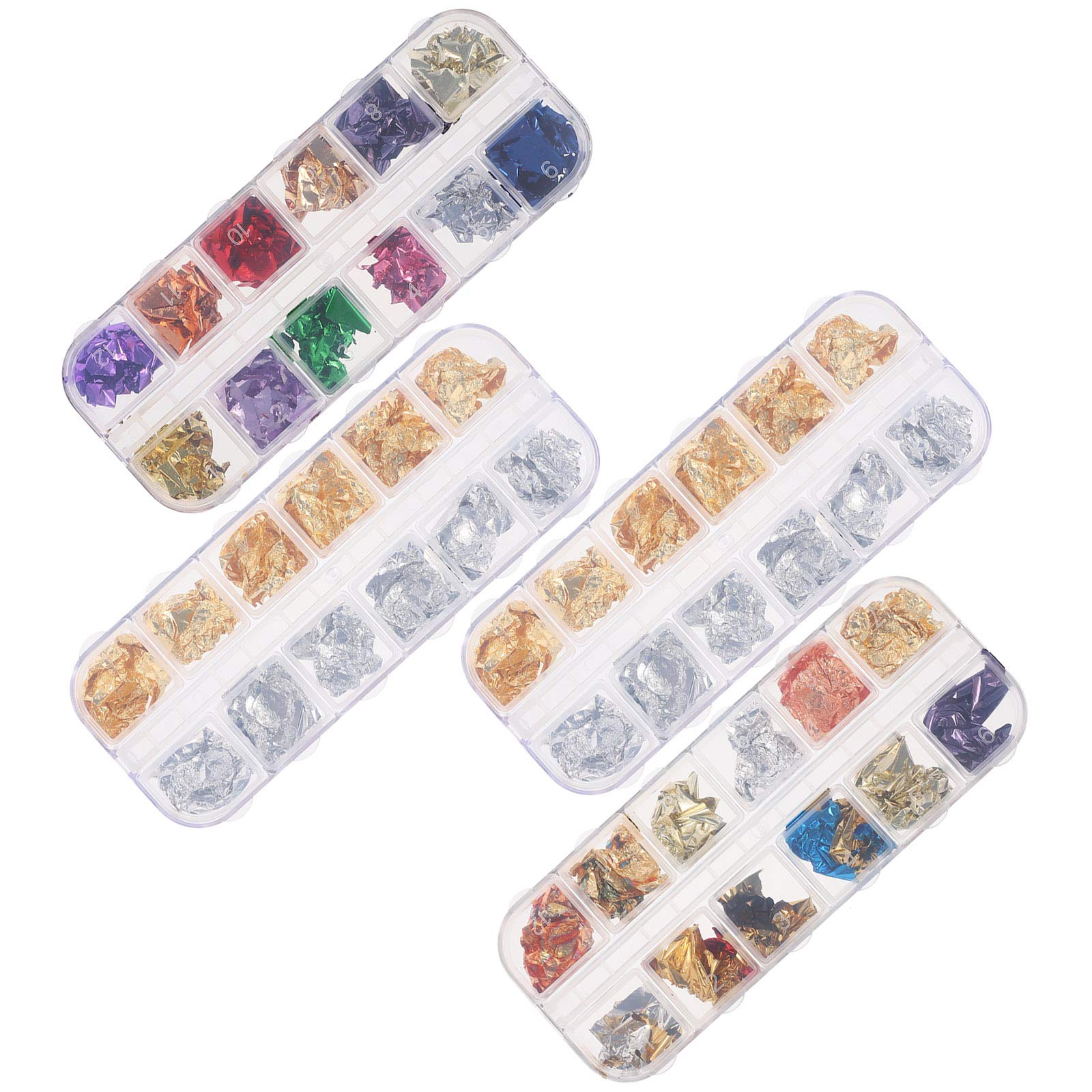 4 Boxes DIY Nail Art Foil Decorations - Metallic Glitter Sequins for Manicure & Nail Art Design - Perfect for Home Salon, Parties, and Special Occasions