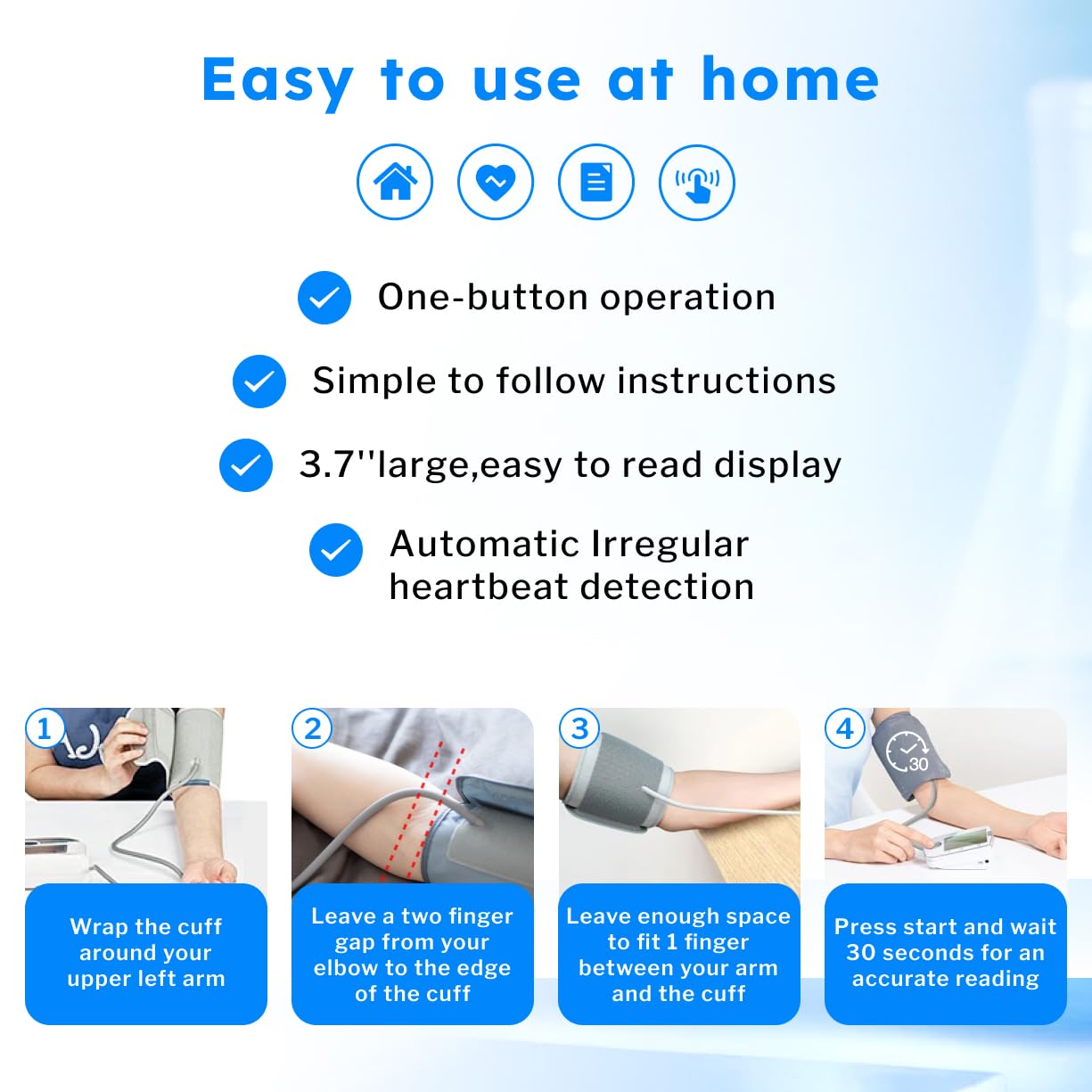 Automatic Digital Blood Pressure Monitor with Large Backlit LCD Display | Adjustable Upper Arm Cuff for Accurate Readings | Ideal for Home Health Monitoring & Senior Care | BPM-2008 Model