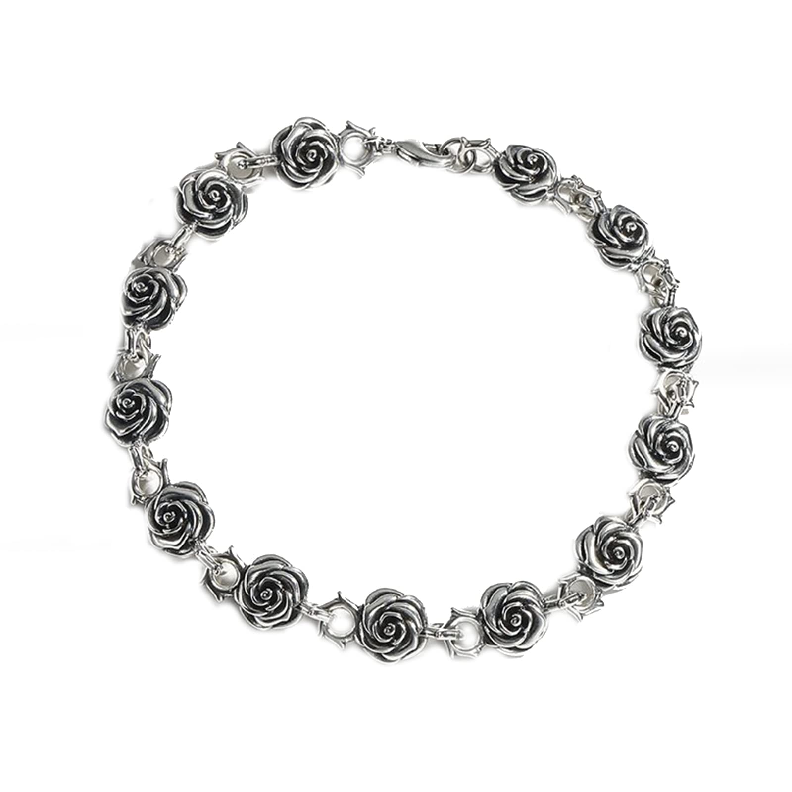 Jeulia Sterling Silver Rose Flower Charm Bracelet for Women & Teens - Elegant Jewelry Gift for Wedding, Anniversary, Birthday, Promise | Gothic & Retro Style with Gift Box - Perfect for Romantic Occasions & Everyday Wear