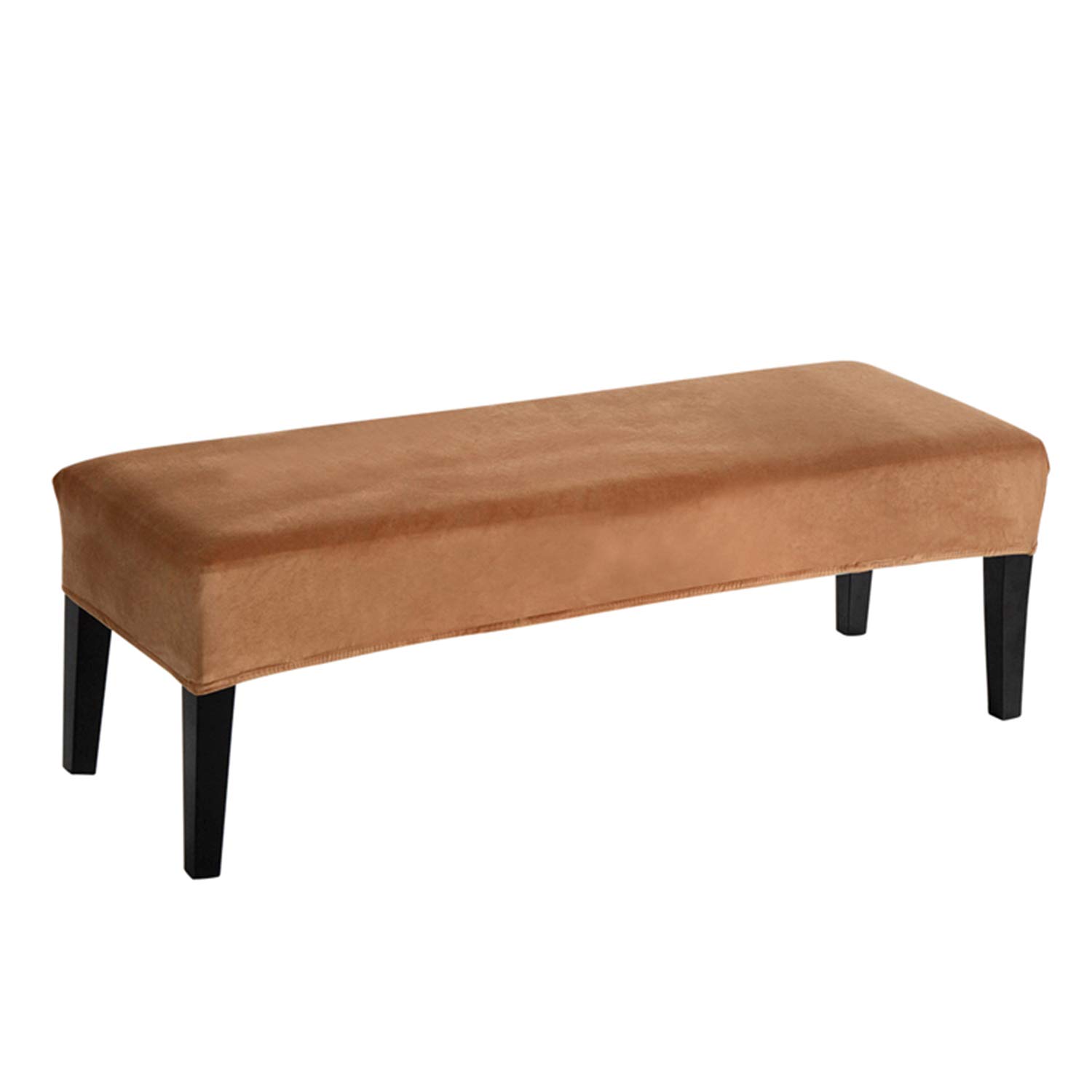 TOPCHANCES Velvet Spandex Bench Cover - Soft Stretch Dining Room Bench Slipcover, Washable & Removable Seat Protector for Kitchen, Living Room & Bedroom (Reddish Brown) - Perfect for Home Decor, Parties & Daily Use