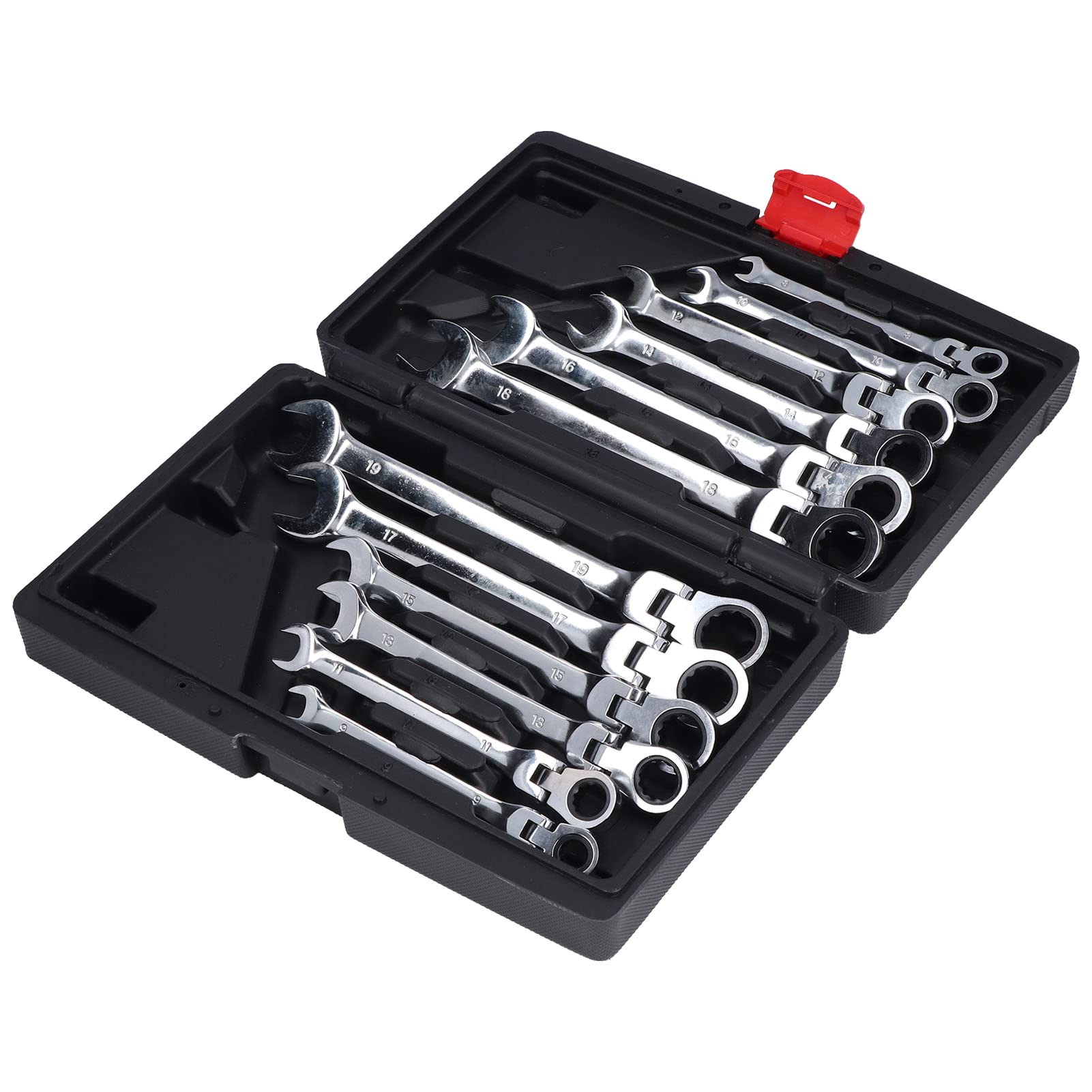 12-Piece Ratchet Combination Spanner Set - 180° Rotation, 72-Tooth Precision, Tool Steel Ratcheting Wrench for Pipeline Repair & Automotive Maintenance