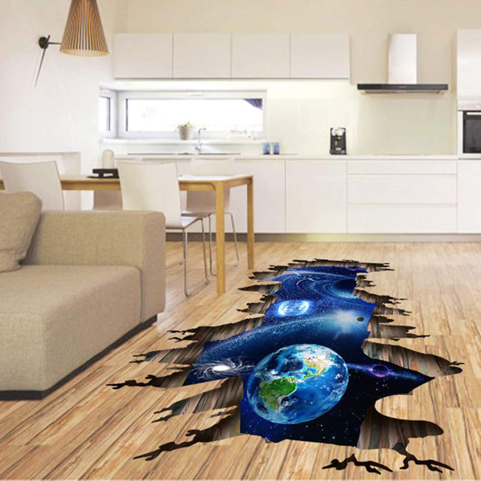 3D Blue Cosmic Galaxy Wall Decals - Removable Milky Way Space Planet Stickers for Kids Room, Nursery, Bedroom & Bathroom - Outer Space Wall Art Decor for Boys & Girls - Perfect for Living Room, Floor & Window Decoration