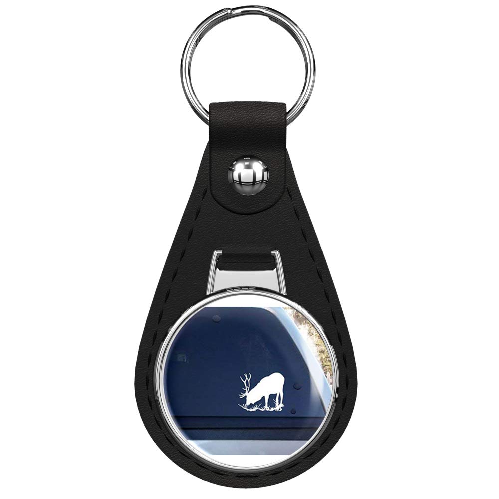 Elk Black Leather Keychain with Silver Keyring - Durable & Stylish Key Holder for Men & Women - Perfect for Home, Office, Car Keys & Gift Giving