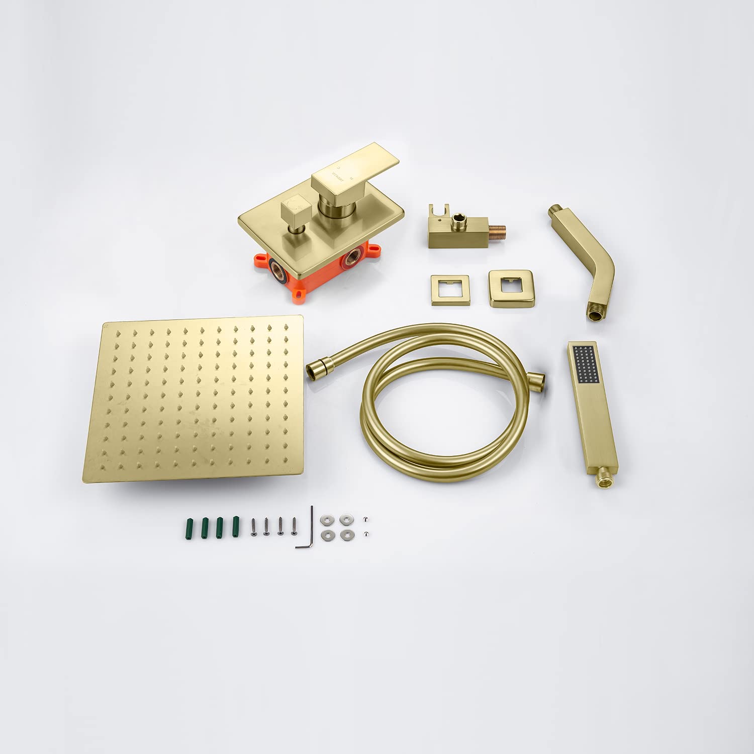 Luxury 10 Inch Rain Shower System with Handheld Shower Head - Wall Mounted Brushed Gold Bathroom Shower Faucet Set with Valve & Trim Kit - Perfect for Modern Master Bathrooms & Spa-Like Showers