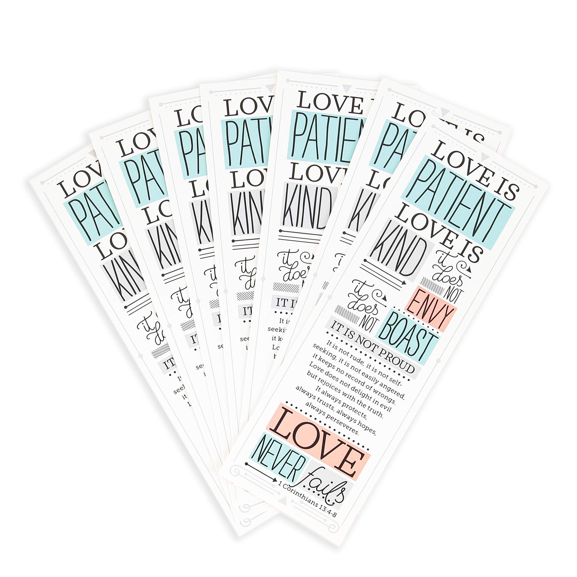 Love is Patient Love is Kind Bookmarks - 25 Pack of 2x6 Inch Inspirational Bible Verse Bookmarkers for Bible Study, Gifts & Daily Reading
