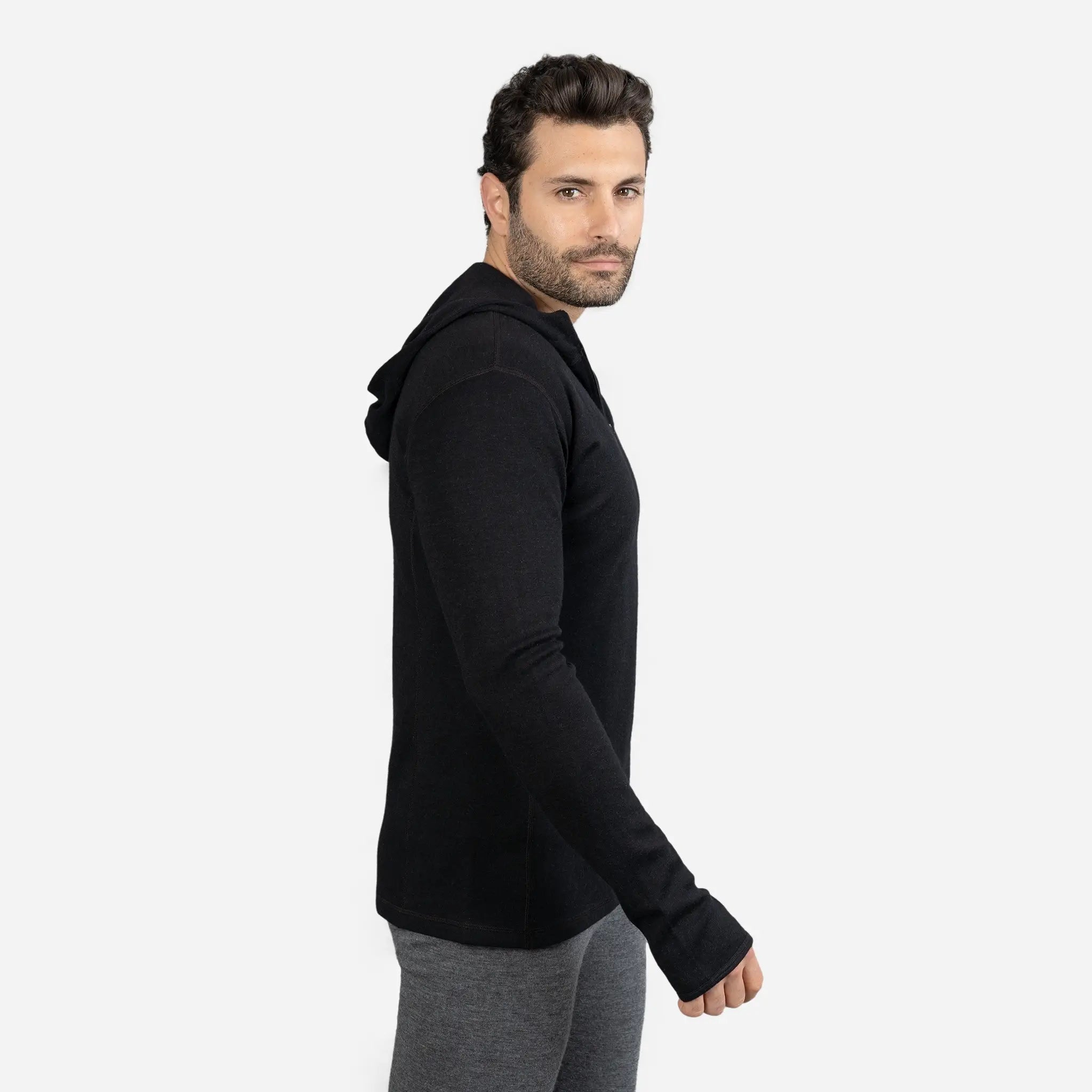 Men's Alpaca Wool Hoodie - 300 Lightweight Half Zip Pullover for Outdoor Hiking & Winter Travel | Soft Thermal Fleece Sweatshirt