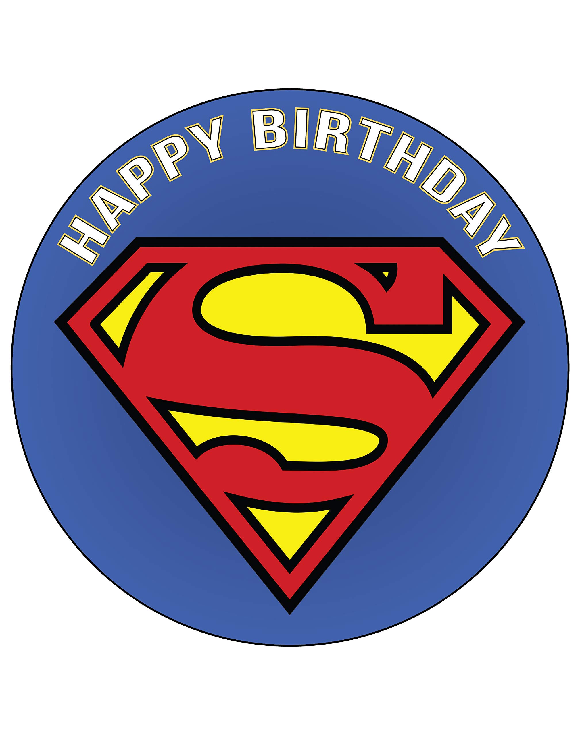 Superman Classic Logo Edible Cake Toppers - 7.5 Inch Birthday Party Decorations for Cakes, Cupcakes & Desserts | Superhero Theme Party Supplies for Kids & Adults