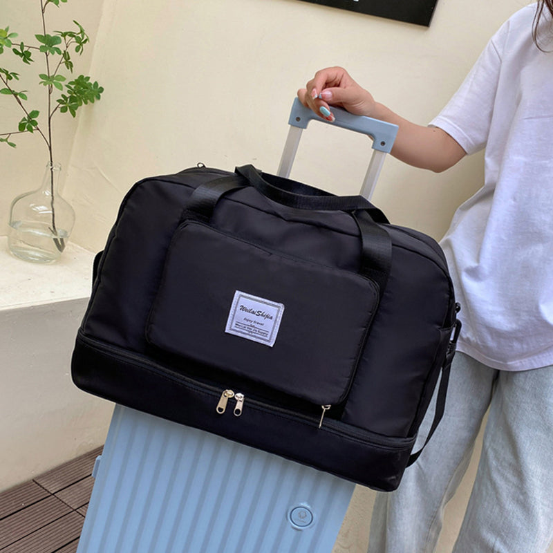 Foldable Travel Duffel Bag for Women - Lightweight Sports Gym Tote with Shoulder Strap - Perfect for Workout, Yoga, Beach & Weekend Getaways