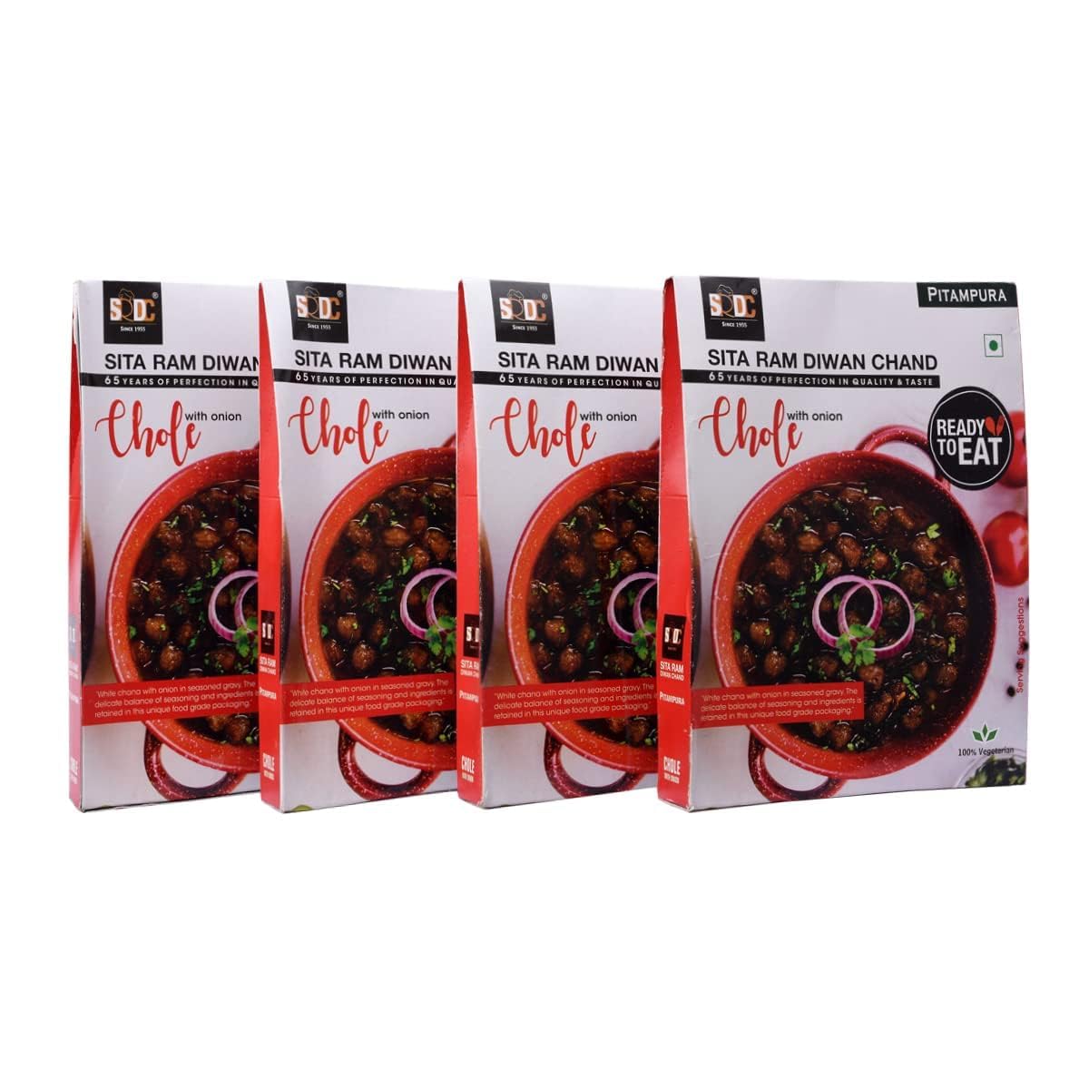 Ready to Eat Chole with Onion 300g | No Preservatives | 100% Natural Vegetarian Snack | Pack of 4 for Quick Meals
