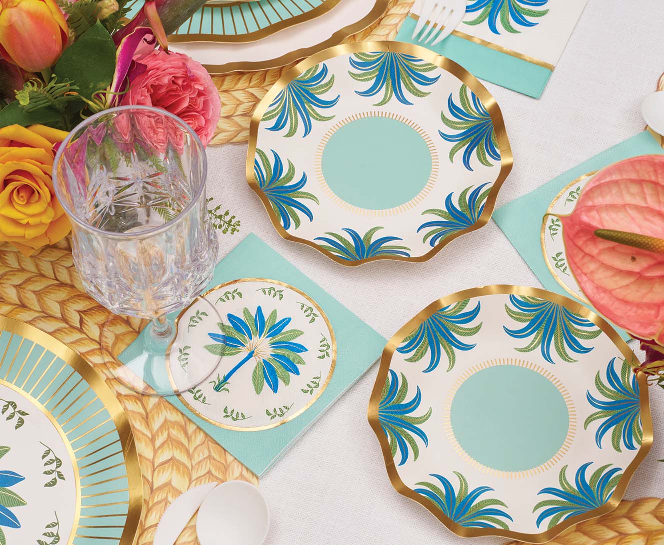 Preppy Palm Cocktail Napkins - Set of 20, Premium Absorbent Paper Napkins for Drinks, Parties, and Tropical Themed Events - Perfect for Summer BBQs, Beach Weddings, and Luau Decorations