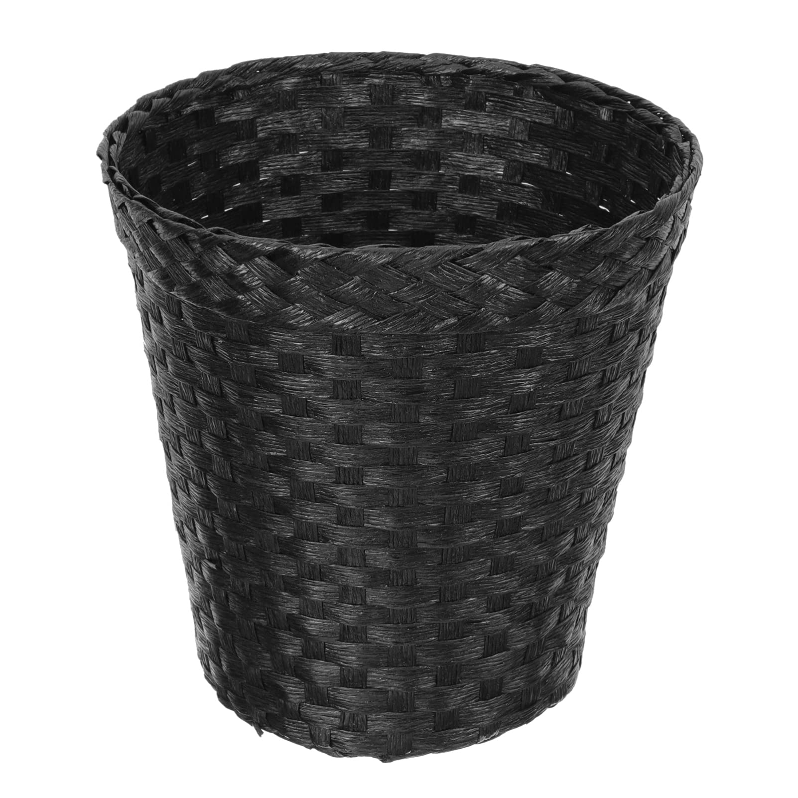 DOITOOL Rattan Woven Basket - Eco-Friendly Plastic Wicker Trash Can, Decorative Round Waste Bin with Lid, Home Organizer for Kitchen, Bathroom & Office (Coffee Color) | Perfect for Storage, Recycling & Home Decor