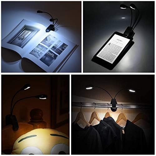 Adjustable LED Clip-On Reading Light with 8 Bright LEDs - Perfect for E-Readers, Books & Bed Headboards - Ideal for Night Reading, Travel & Bedtime Use