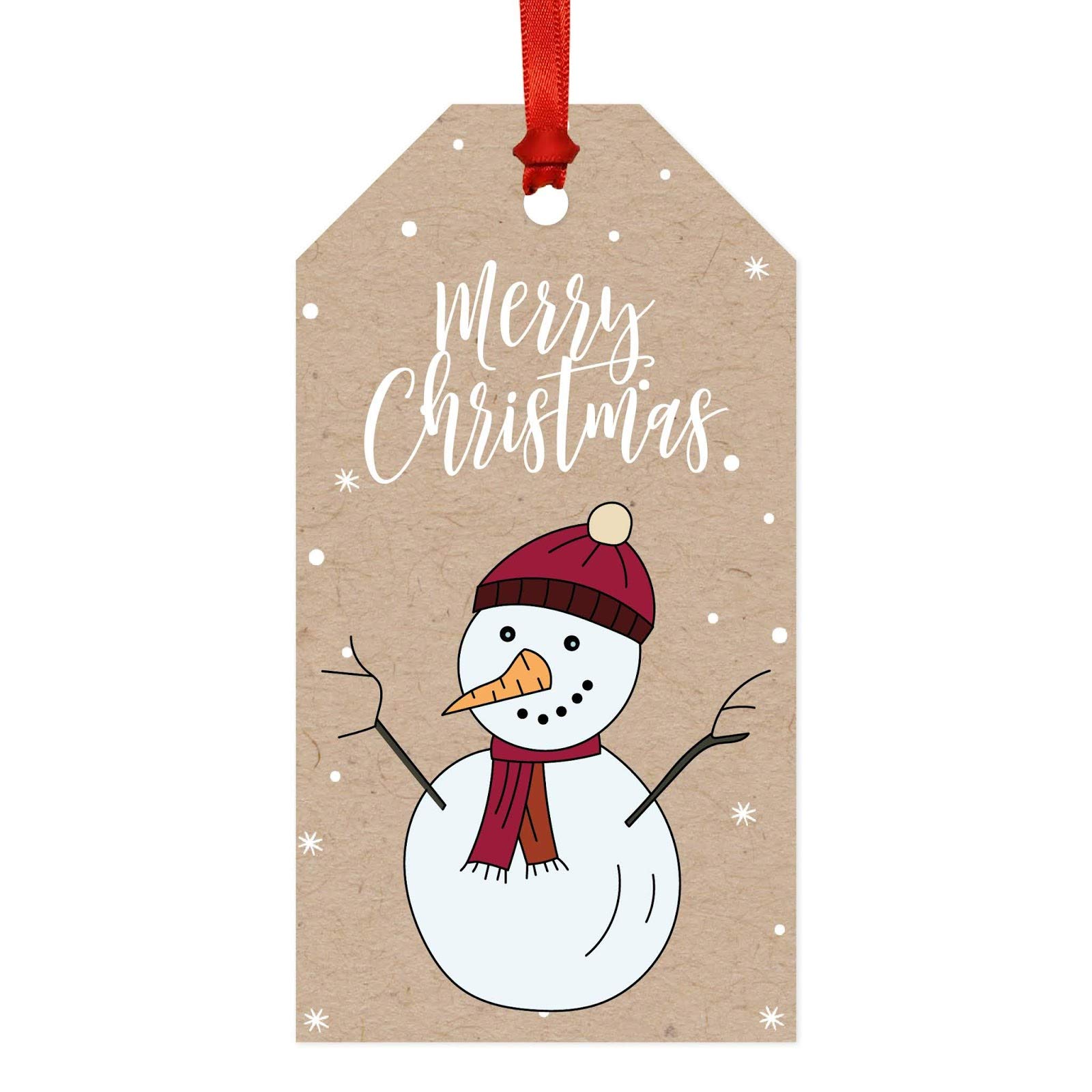 20-Pack Andaz Press Christmas Classic Gift Tags - Rustic Snowman Design on Kraft Brown Paper - Merry Christmas Holiday Gift Wrapping Supplies for Present Decorations & Party Favors