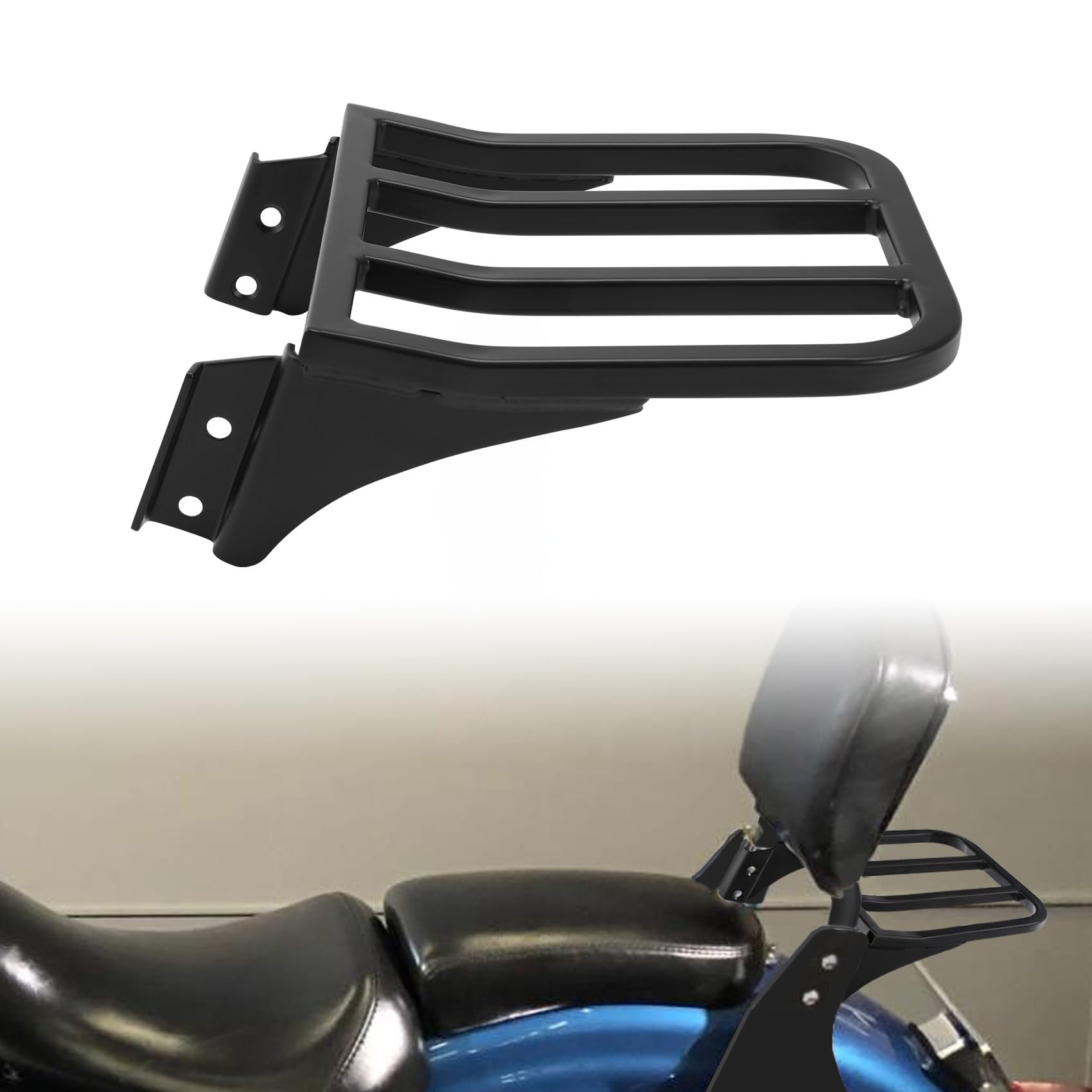 TCMT Black Sissy Bar Backrest Luggage Rack for Harley Sportster XL 883 & 1200 (2004-2022) - Universal Fit, Comfortable Support for Long Rides and Road Trips