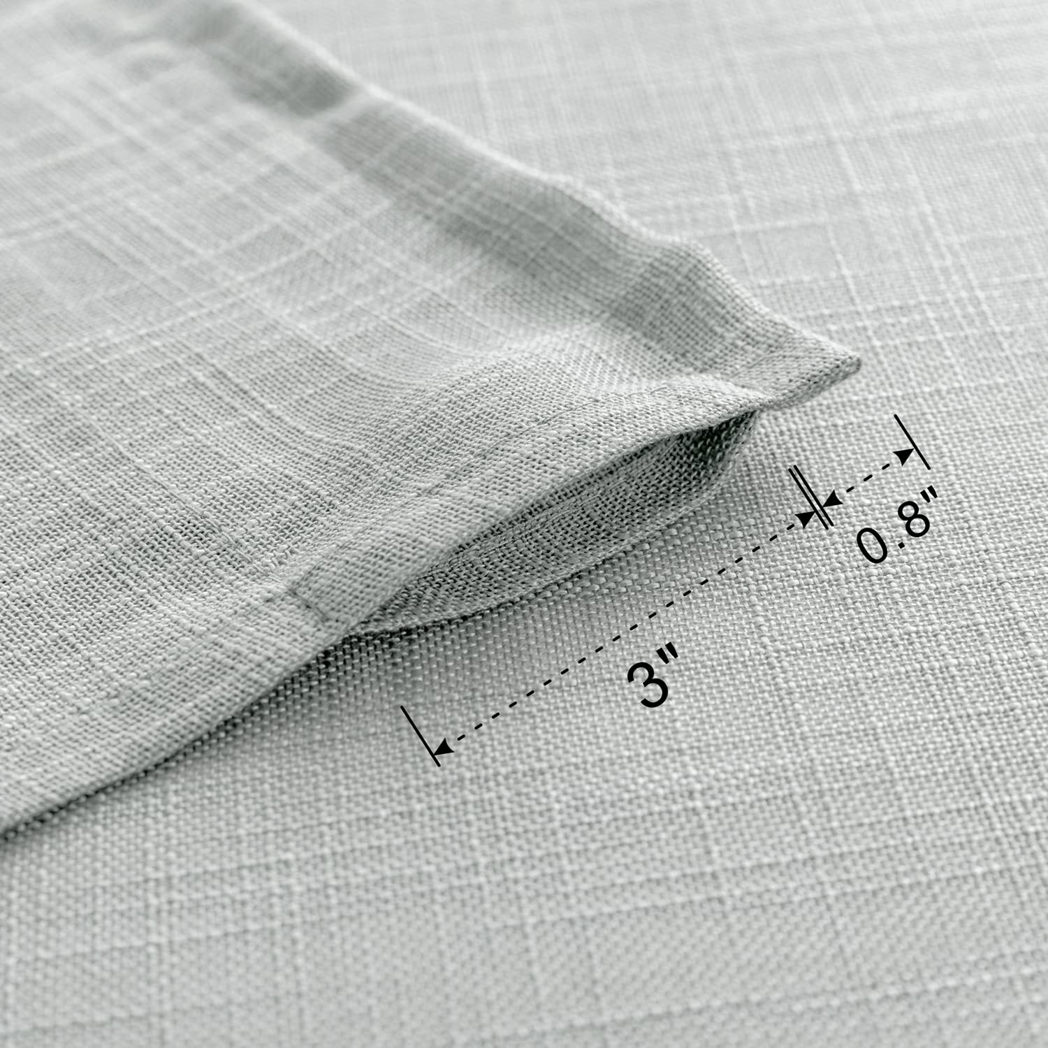 Light Gray Semi Sheer Faux Linen Curtains - 2 Panels 36x48 Inches, Rod Pocket Window Drapes for Bathroom, Bedroom & Kitchen - Soft Privacy & Elegant Home Decor