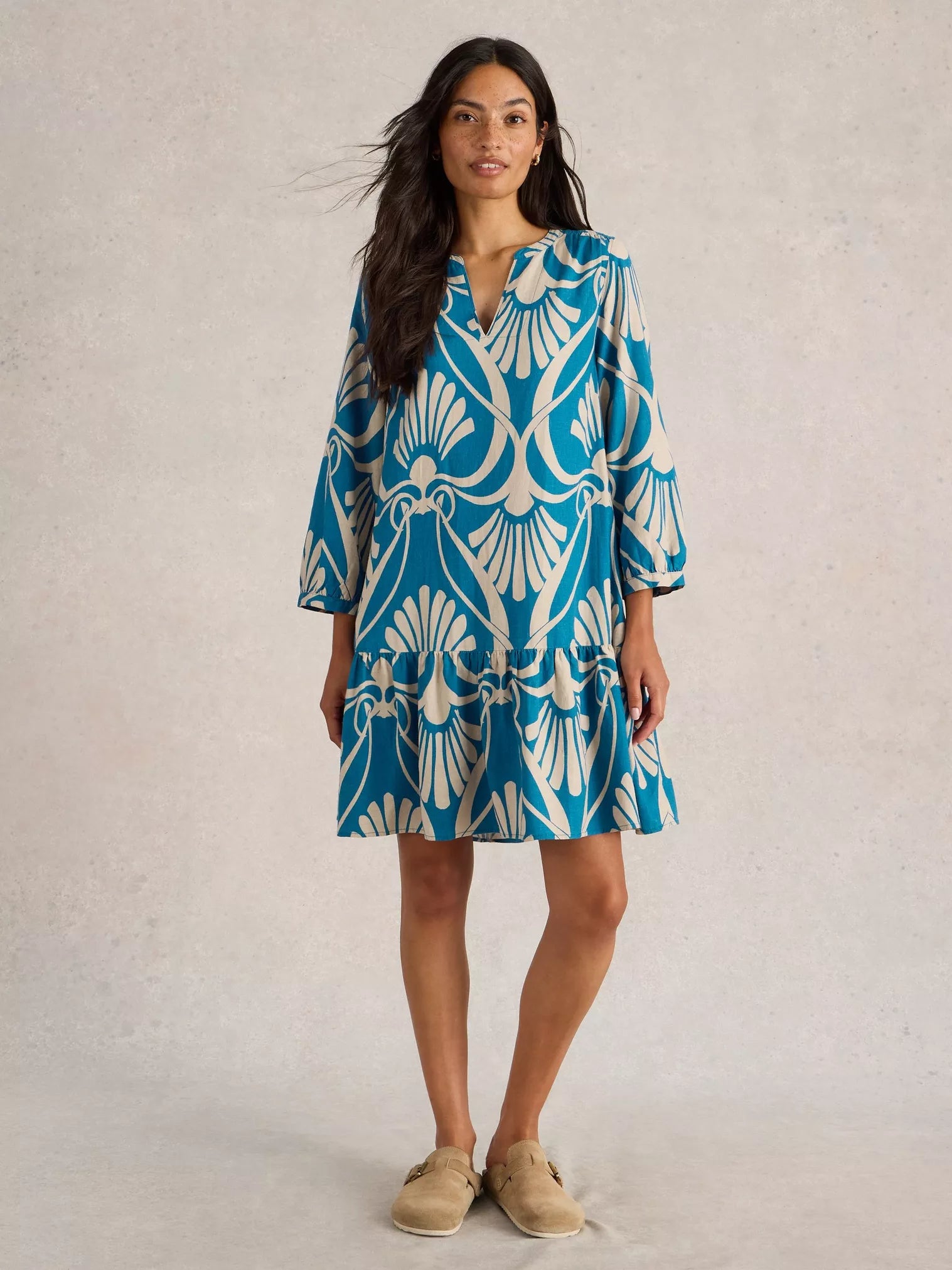 Otto Blue Linen Blend Dress for Women | Comfortable & Stylish Summer Dress | Perfect for Casual Outings, Beach Vacations & Date Nights