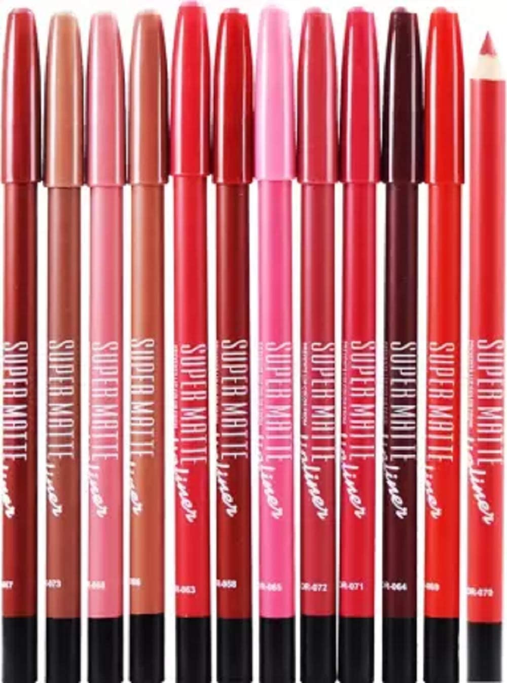 Smudgeproof Matte Lipliner Pencil - 12 Pack for Longwear Makeup