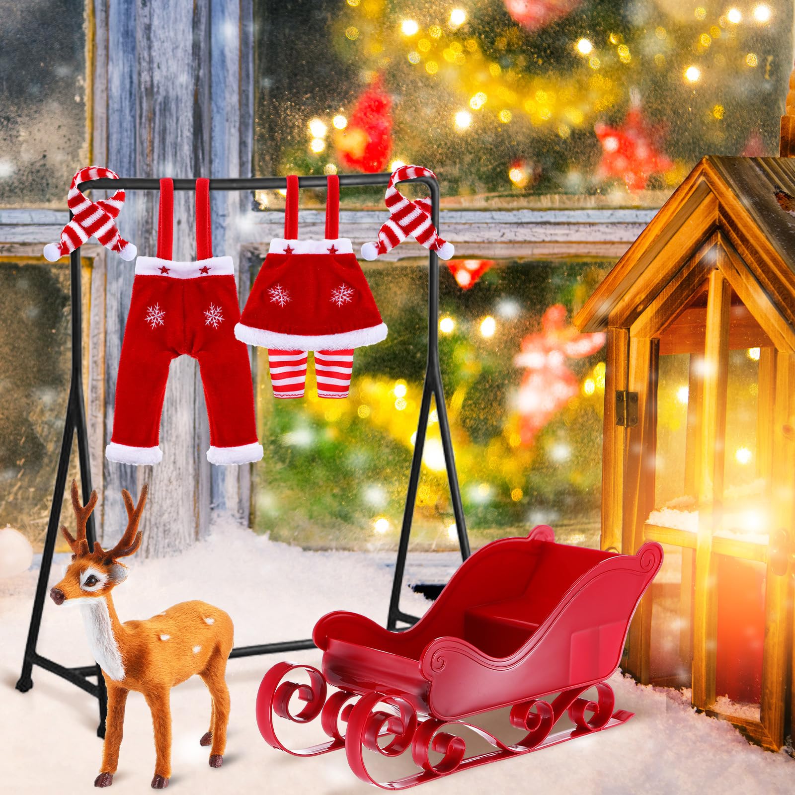 Meooeck 6-Piece Christmas Accessories Set - 2 Holiday Outfits & 4 Novelty Toy Accessories for Kids (Reindeer Theme) | Perfect for Christmas Parties, Family Photos & Festive Dress-Up