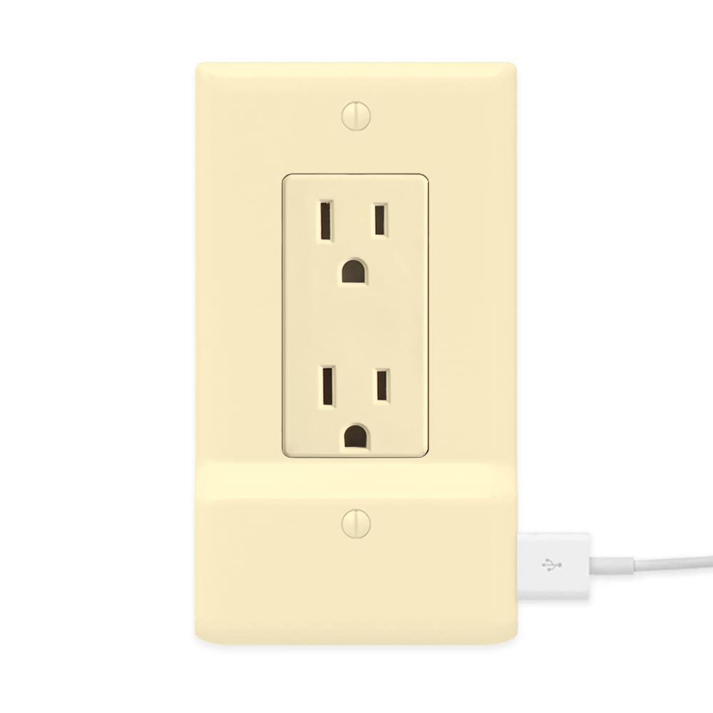 2 Pack SnapPower USB Charger Outlet Cover - Easy Installation No Wires/Batteries Needed - Ivory Decor Wall Plate - Perfect for Bedrooms, Kitchens & Offices