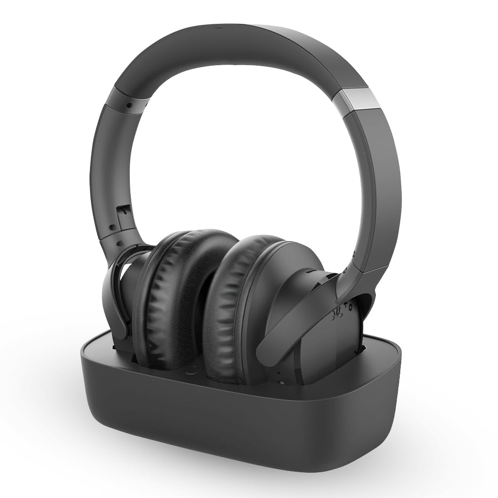Avantree Ensemble Wireless TV Headphones with Charging Dock & Transmitter - Bluetooth & Optical/AUX Compatible for Seniors - 35Hr Playtime for Watching TV, Movies & Gaming at Home