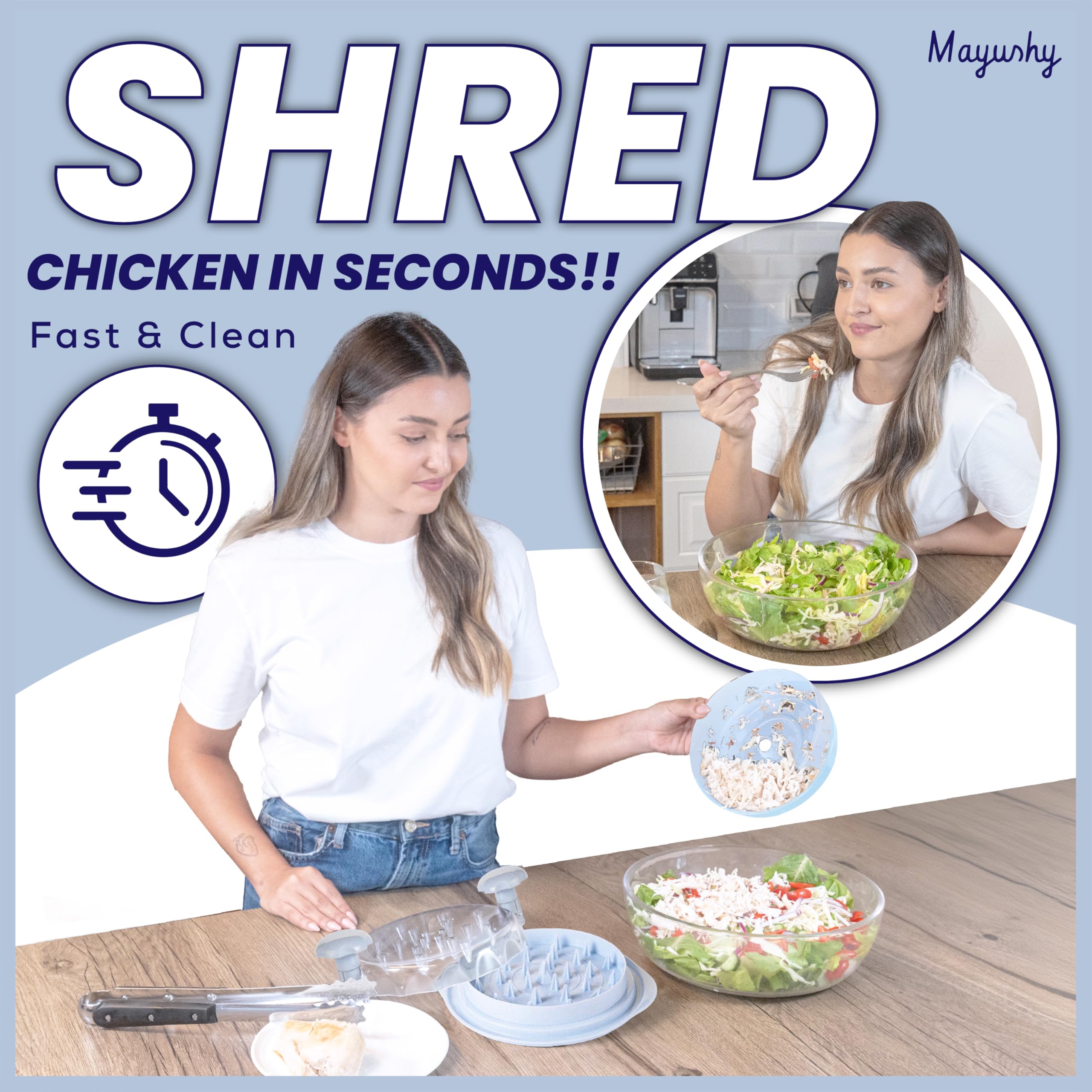 Premium Chicken Shredder Tool - Heat-Resistant, Anti-Slip Kitchen Meat Shredder for Chicken Breast | Dishwasher Safe | Perfect for Meal Prep, Pulled Chicken, Tacos & Salads (Blue)