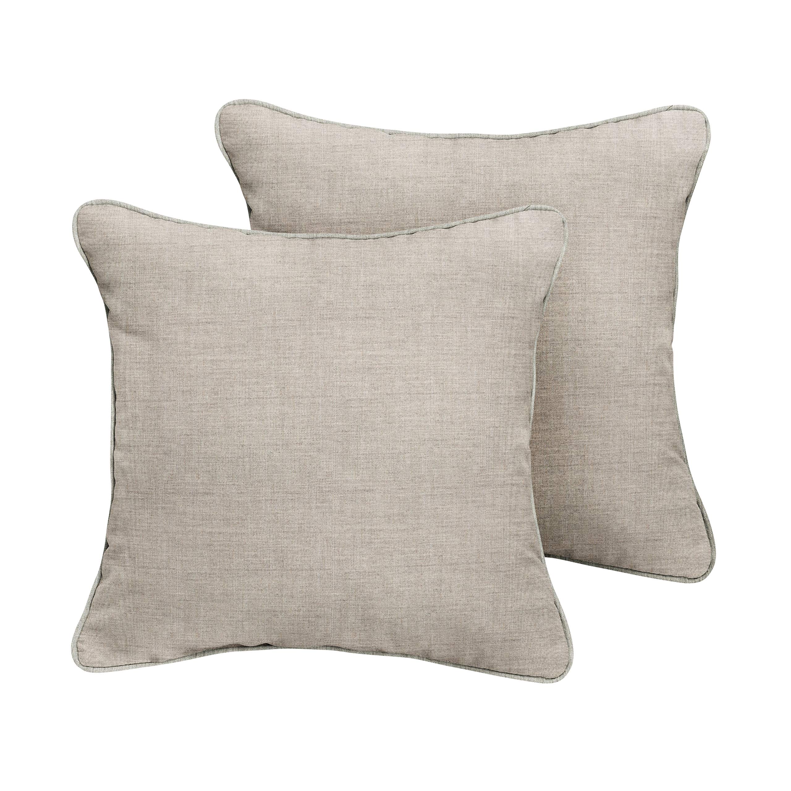 Sorra Home x Sunbrella Cast Silver Indoor Outdoor Corded Pillow Set of 2 - Waterproof & UV Resistant Cushions for Patio, Poolside, and Living Room Decor