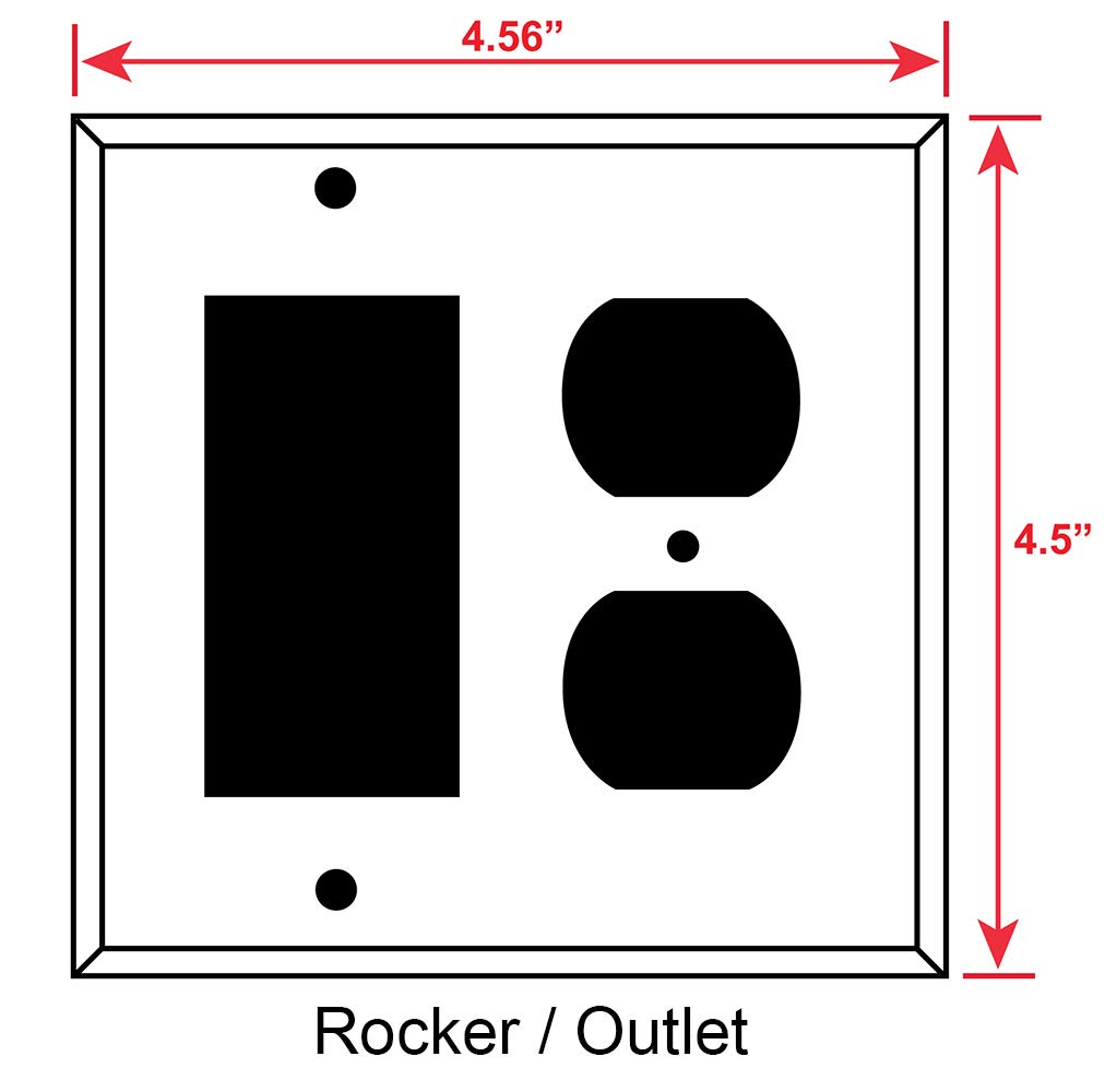 2-Gang Combination Switch Plate - Decora Outlet Cover - Grey and Brown Swirl Marble Granite Print - Made in USA - Elegant Wall Plate for Living Room, Bedroom & Office Decor