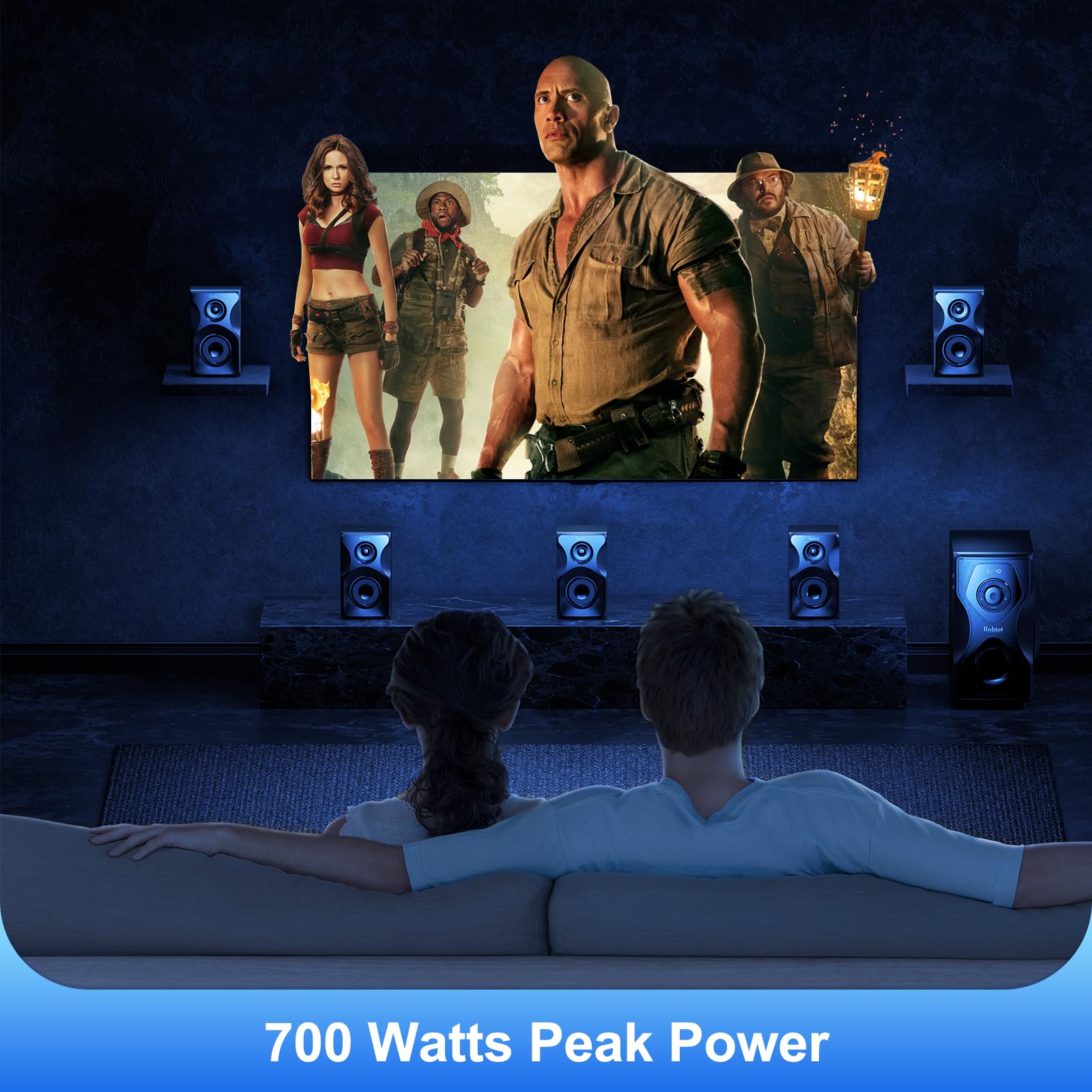 Bobtot 700W 5.1/2.1 Channel Home Theater Speaker System with Bluetooth, HDMI ARC & Optical Input - Powerful 5.25