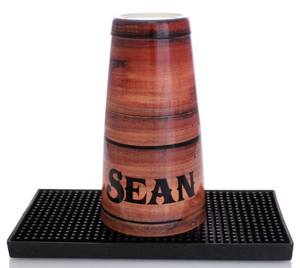Personalized Cocktail Shaker Tin with Wooden Handle - 28 oz Weighted Bar Mixing Cup for Home Bartending & Professional Cocktail Making