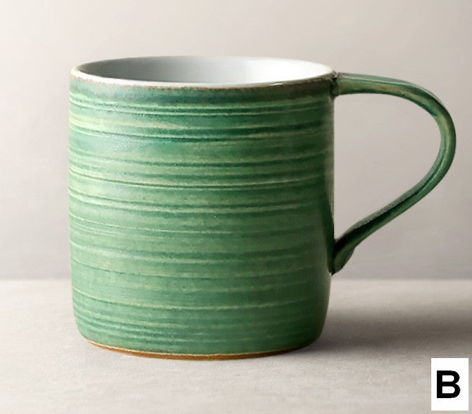 Handmade Ceramic Coffee Mug - Large Capacity Modern Blue Green Black Pottery Cup for Home & Office Use | Perfect Gift for Coffee Lovers