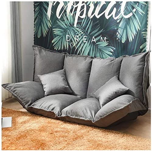 Adjustable Foldable Tatami Sofa Bed - 160x112cm Multifunctional Lazy Chair for Bedroom, Living Room & Office - Washable Gray Fabric (Perfect for Small Spaces, Guest Beds & Relaxation)