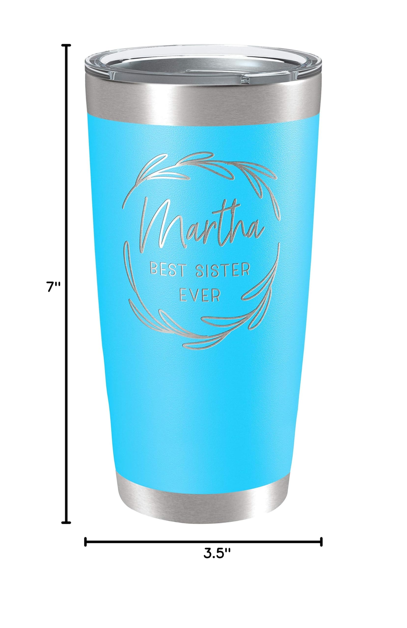 Personalized 20 oz Stainless Steel Tumbler with Lid - 13 Unique Designs | Double-Walled Insulated Coffee Cup for Hot & Cold Drinks | Perfect for Travel, Gym, Fitness & Office | Sky Blue
