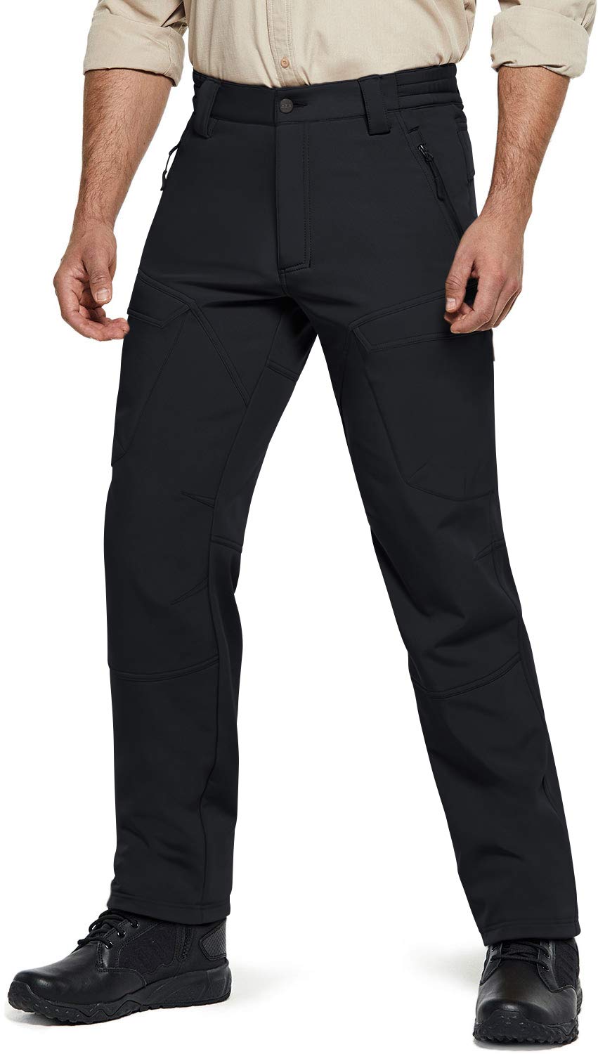 CQR Men's Winter Tactical Pants - Fleece Lined Outdoor Snow Ski Cargo Pants with Thermal Insulation for Hiking, Camping & Cold Weather Activities