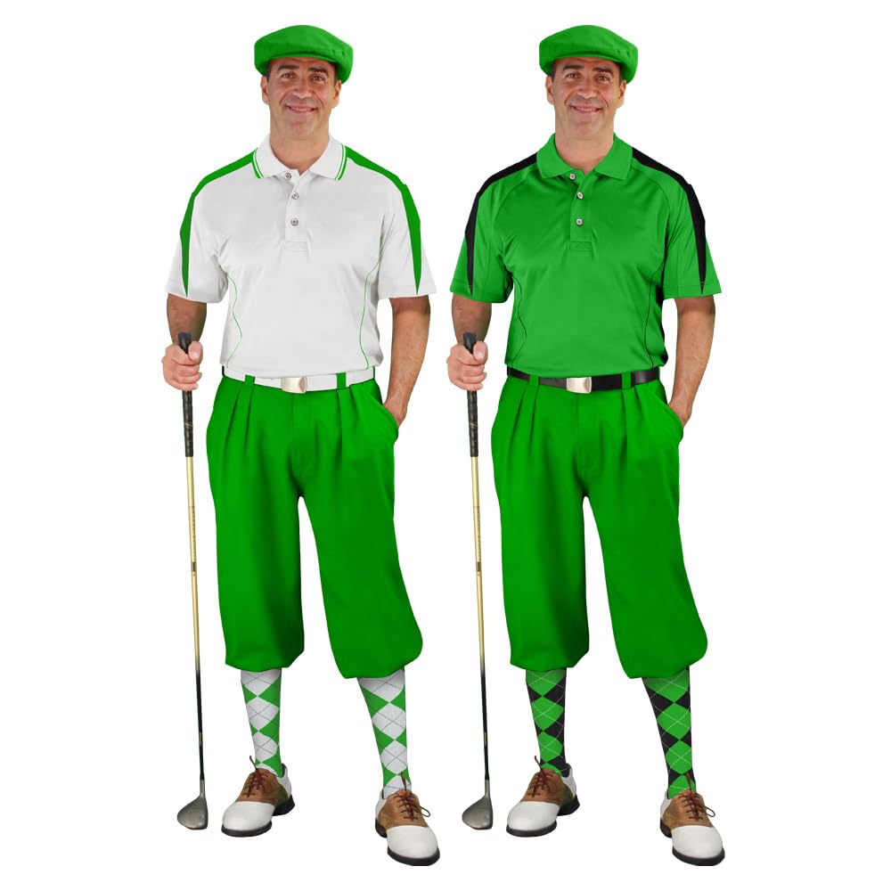 Impact Men's Golf Outfits - Breathable & Moisture-Wicking Polo Shirt & Shorts Set in Lime Green - Perfect for Golf Tournaments, Driving Range & Casual Summer Wear