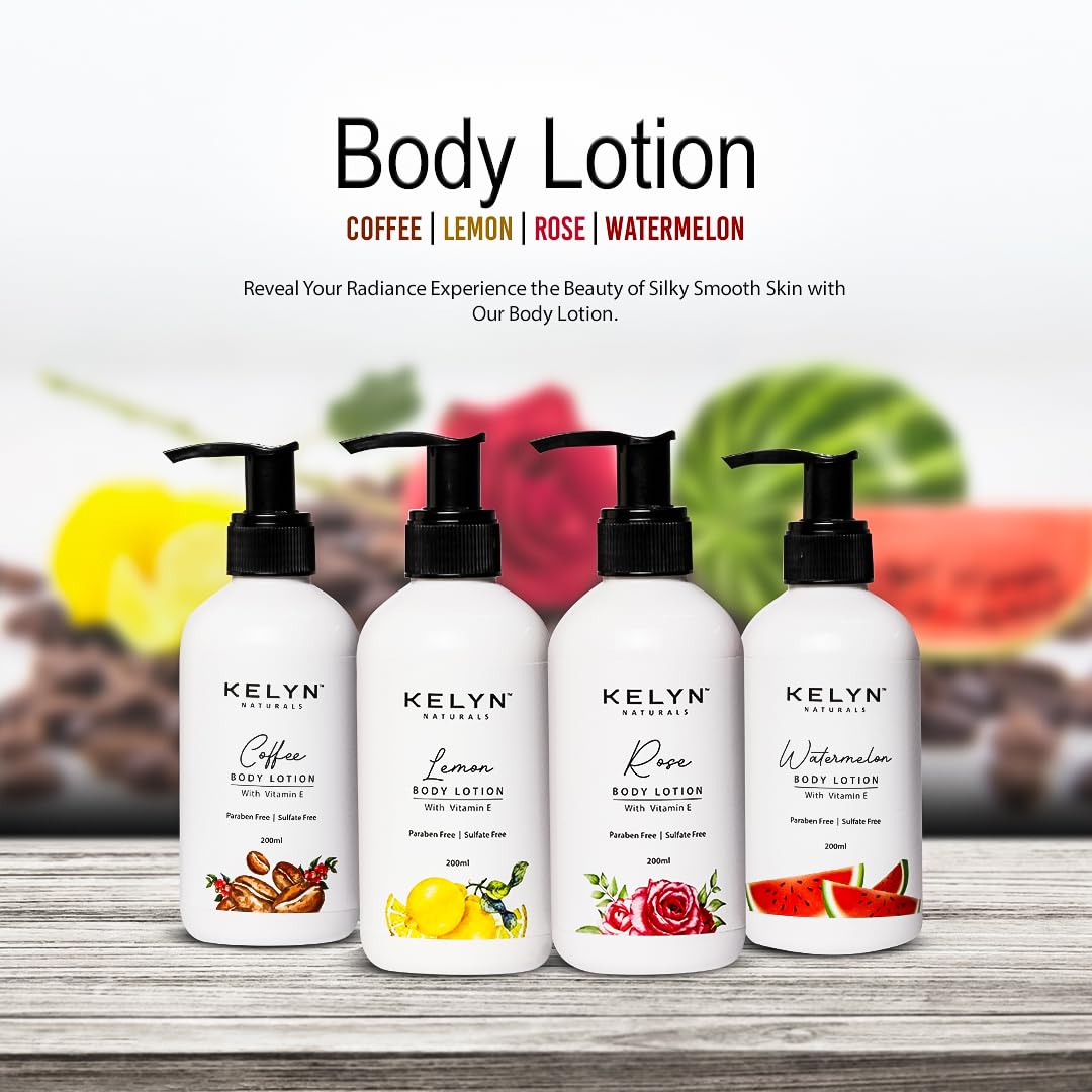 KELYN Vitamin E Rose Body Lotion for Dry Skin - 24 Hour Moisturizing Cream with Pump Bottle (200ml) | Perfect for Daily Hydration & Soft Skin Care Routine