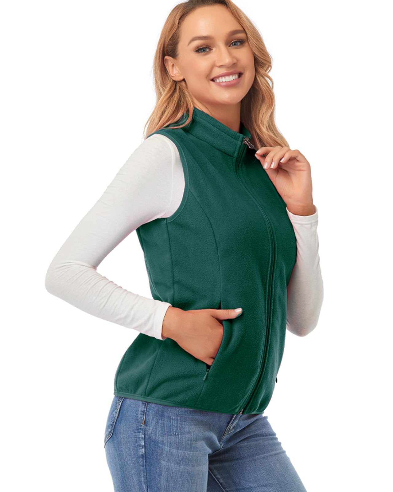 Women's Fleece Vest - Polar Soft Sleeveless Jacket with Zip Pockets | Classic Fit Winter Outerwear for Hiking, Camping & Casual Wear
