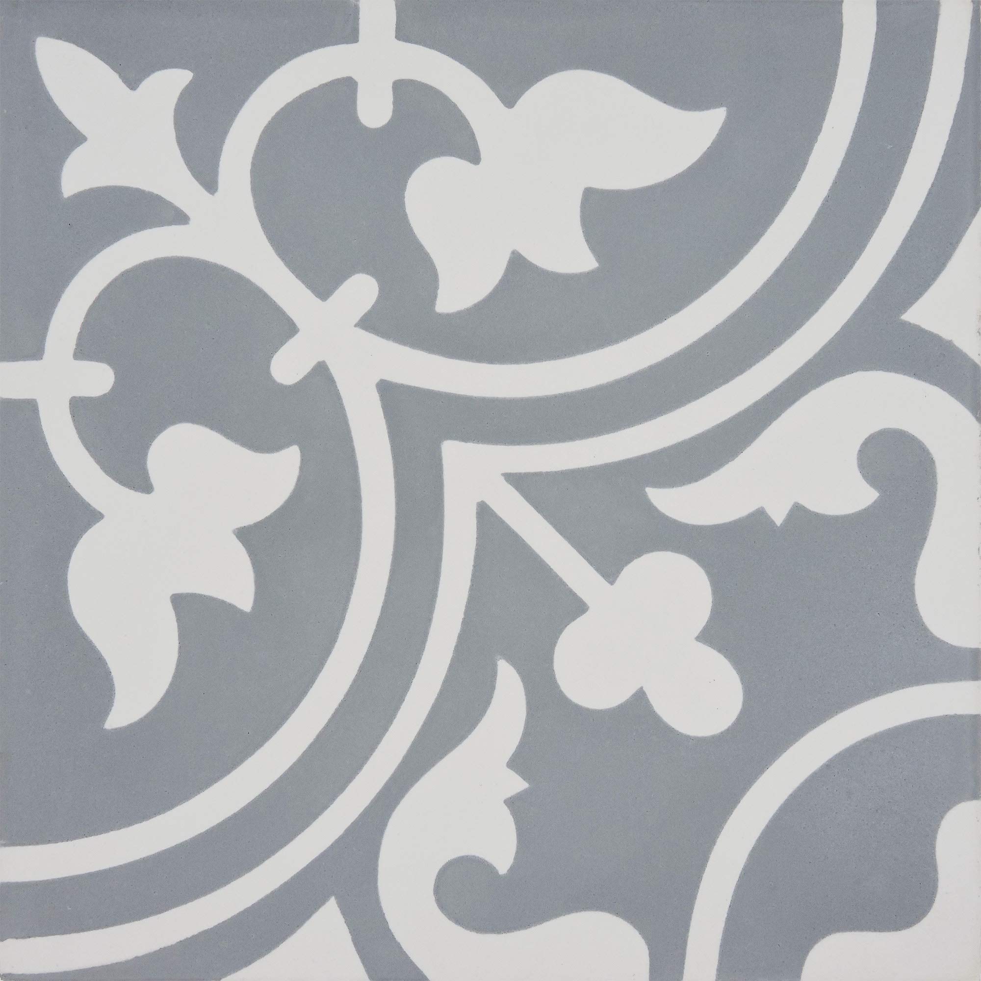 Handmade Moroccan Mosaic Cement Tile 8x8 Inch - Gray & White Geometric Pattern Floor & Wall Tile for Kitchen Backsplash, Bathroom, and Outdoor Decor (CTP33-01 Casa Collection)