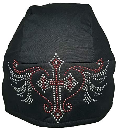 Rhinestone Cross Angel Wings Red Silver