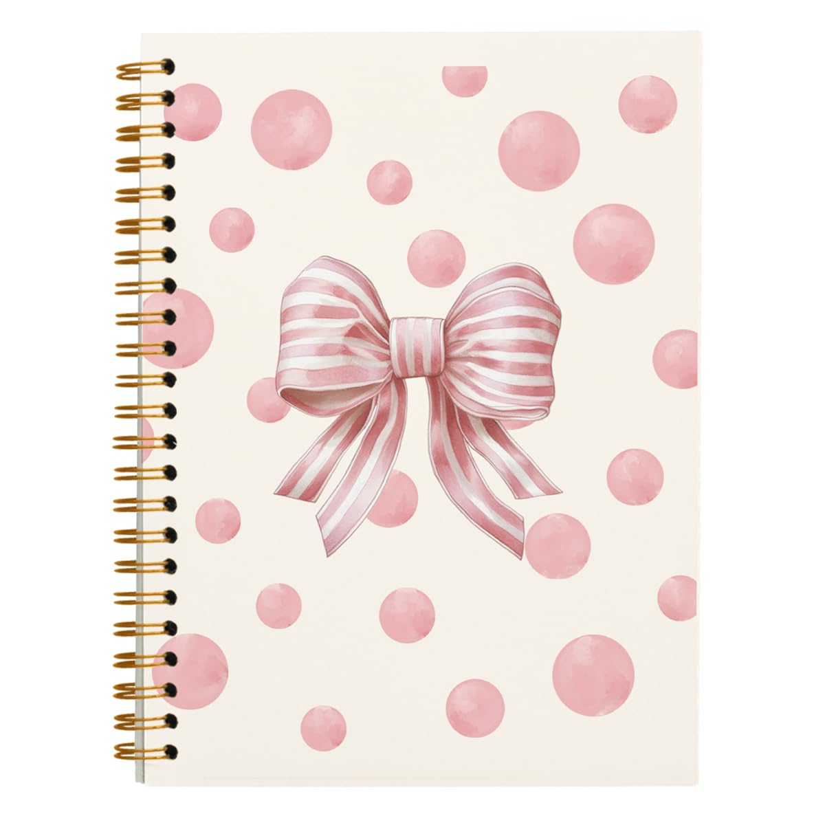 Coquette Trendy Pink Bow Hardcover Spiral Notebook Journal 5.5x8.3 - Preppy & Girly Aesthetic Notebook for Women, Cute Office Supplies & Desk Accessories | Perfect for School, Work, Journaling & Gift Giving