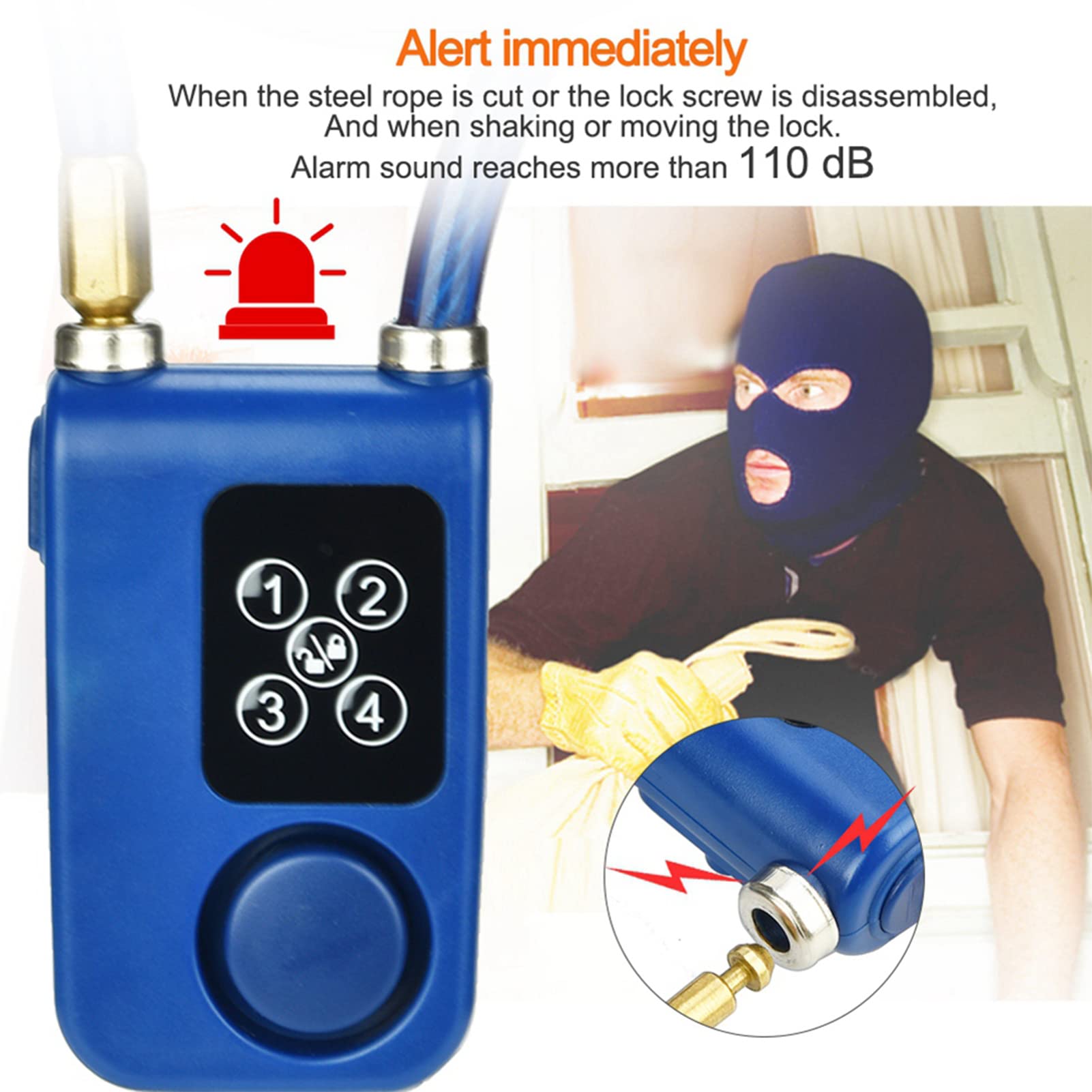 Bike Anti Theft Lock with Keyless Digital Password & Alarm - Heavy Duty Security Lock for Bicycle, Motorcycle & Gates | Perfect for Urban Commuting & Outdoor Parking