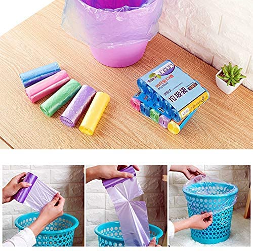 Eco-Friendly Small Purple Trash Bags - 100 Count (5 Rolls) | Portable Garbage Can Liners for Bathroom, Office, Bedroom & Home Waste Bins | Perfect for Daily Use, Travel & Camping