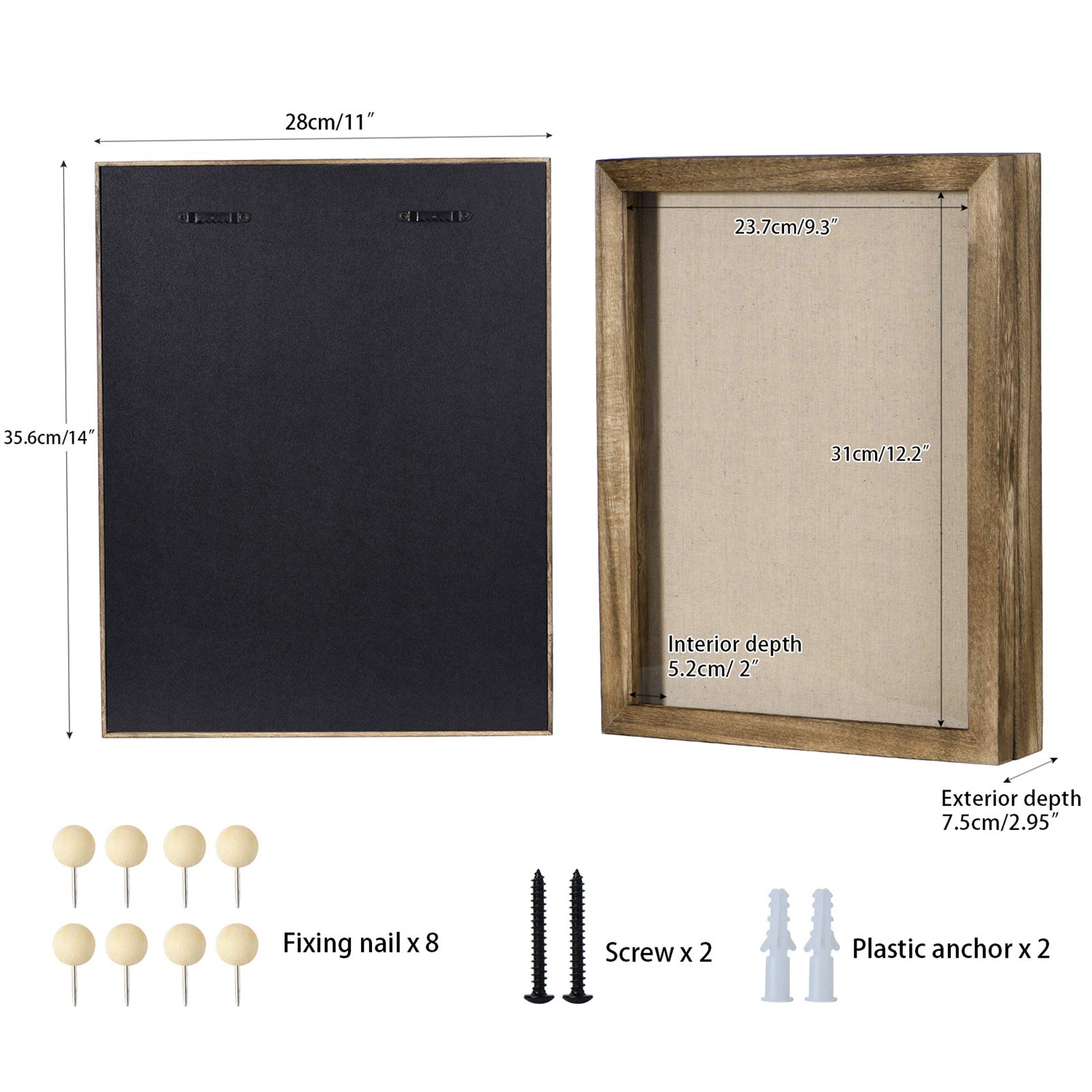 Love-KANKEI 11x14 Shadow Box Display Case - Carbonized Black Wood Memory Box for Awards, Medals, Photos & Memorabilia | Perfect for Home Decor, Wedding Gifts, Graduation Keepsakes & Wall Display