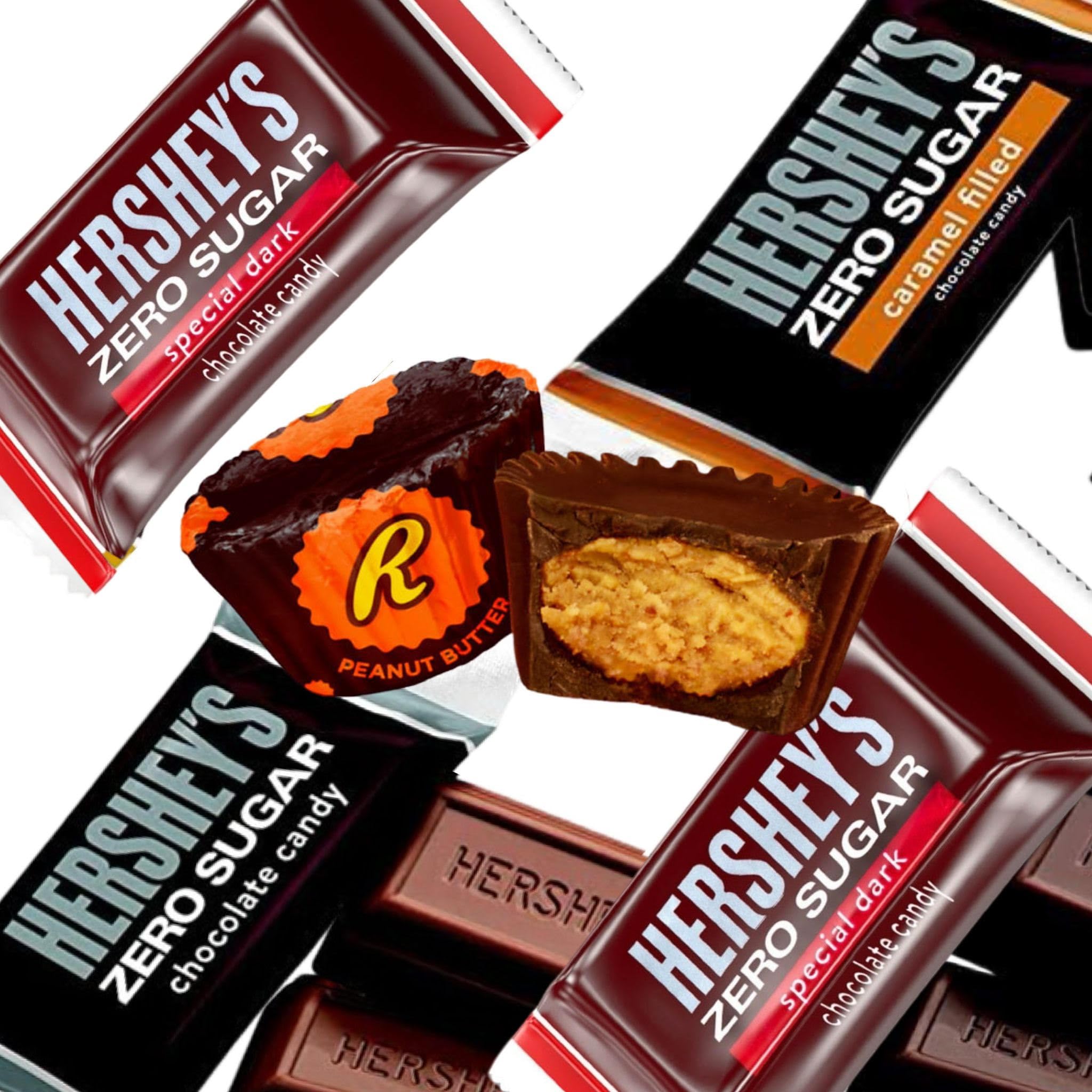 Sugar-Free Assorted Chocolate Candy Bag - 1 Pound Mixed Flavors (Dark Chocolate, Milk Chocolate, Caramel, Almond & Peanut Butter) - Perfect for Gifts, Parties & Keto Diet Snacking