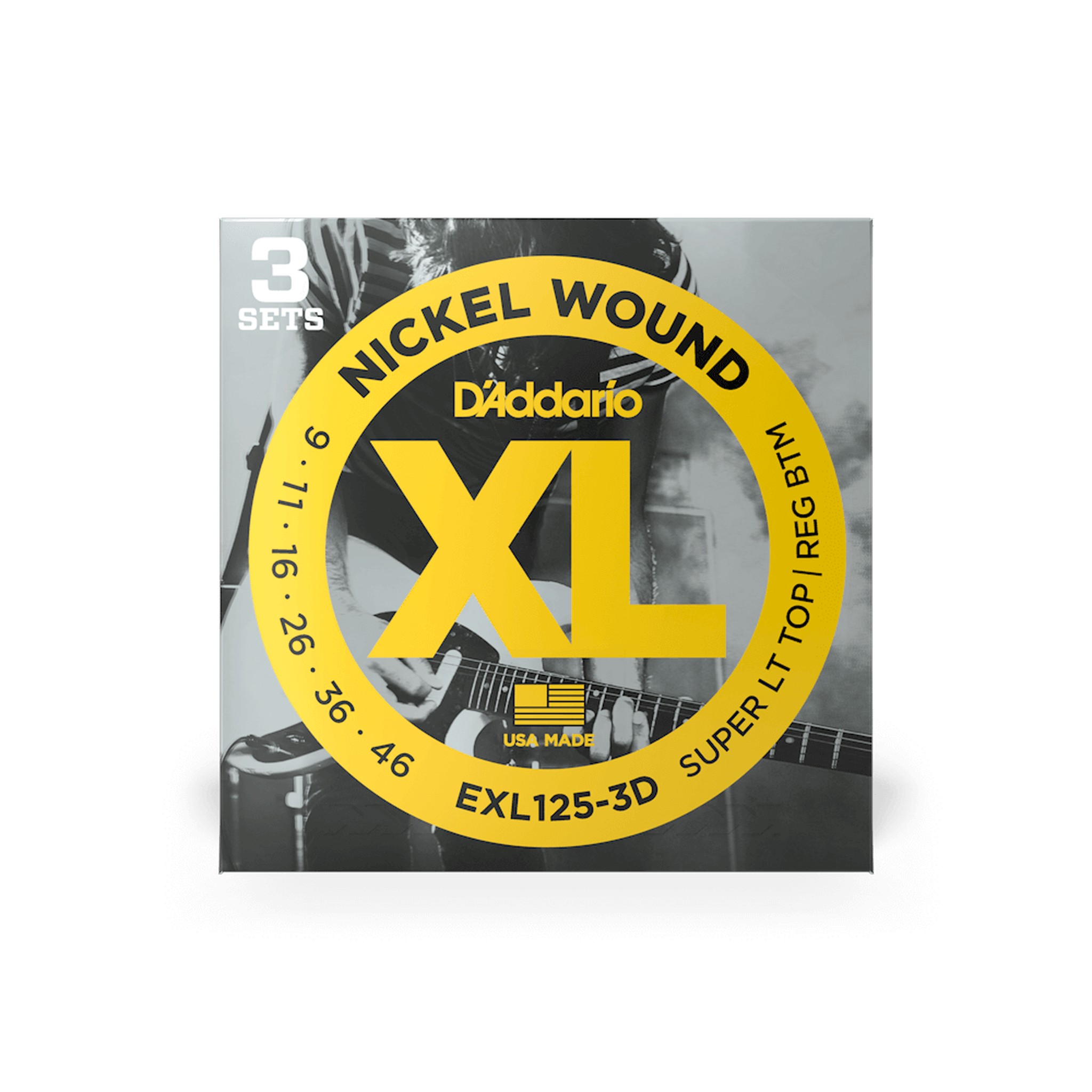 D'Addario EXL125 Electric Guitar Strings 3-Pack (9-46 Gauge) | Premium Nickel Wound for Bright Tone | Perfect for Rock, Blues & Studio Recording