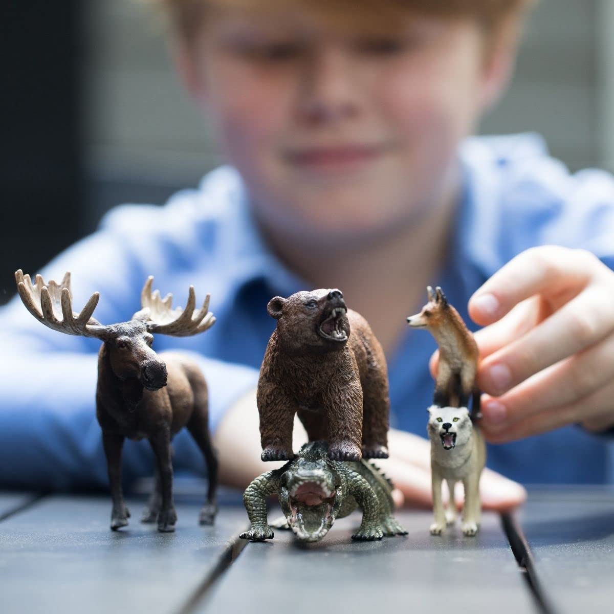 Schleich Wild Life Realistic Animal Toys Set - Moose, Grizzly Bear, Fox, Wolf & Alligator Figures for Kids | North American & Woodland Wildlife Collection | Educational Playset for Ages 3+ | Perfect for Nature Learning, Imaginative Play & Toy Animal Collections