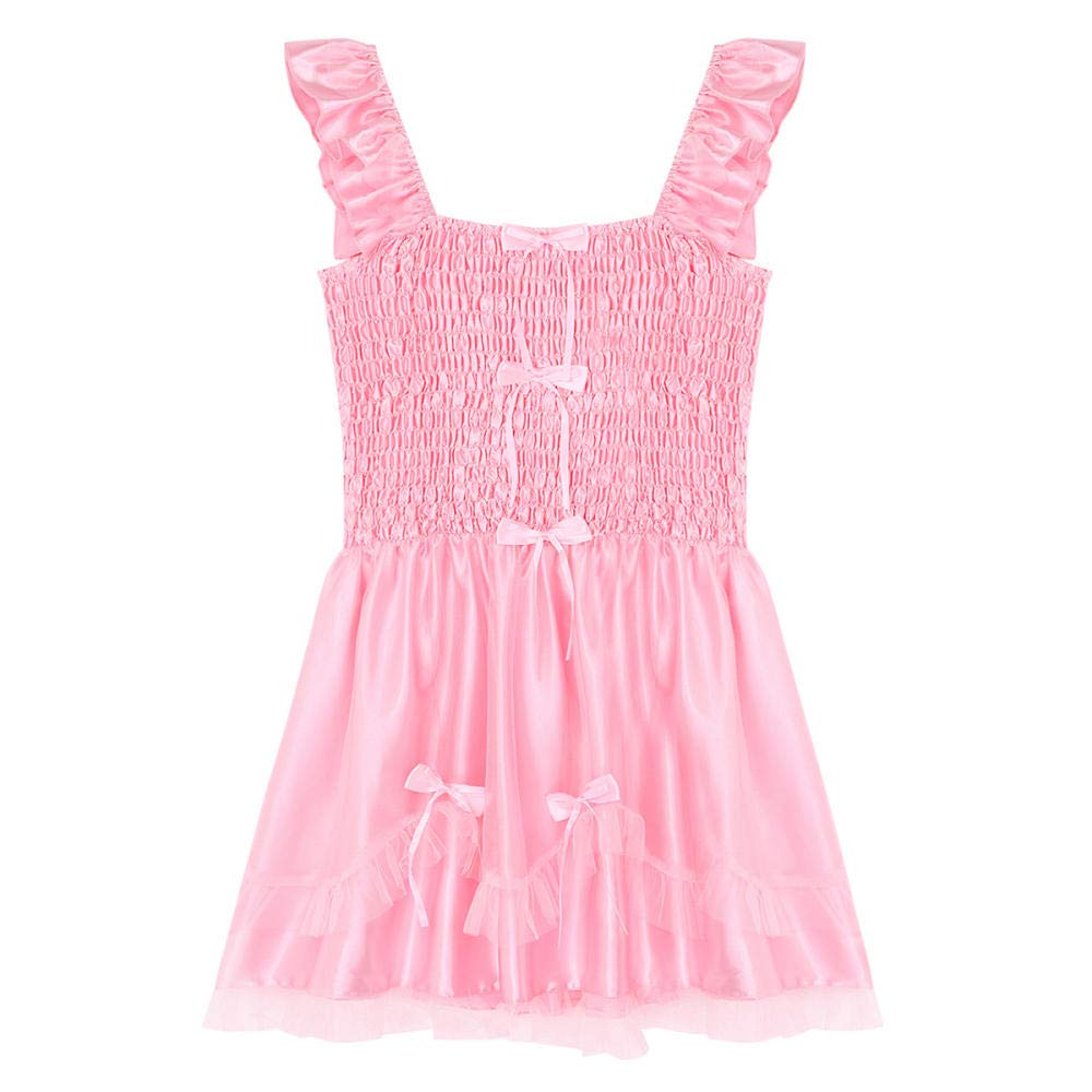 Men's Satin Crossdressing Lingerie Dress with Ribbon Bows - Adult Baby Nightwear, Sissy Costume for Crossdressers & LGBTQ+ Fashion - Perfect for Roleplay, Cosplay & Sensual Nightwear
